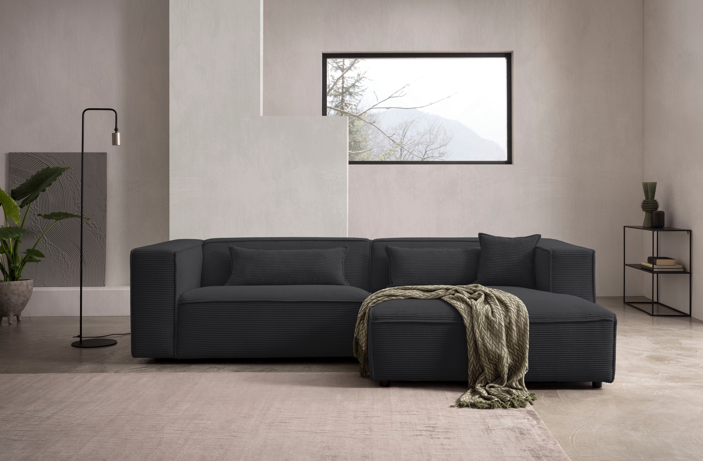 LeGer Home by Lena Gercke Ecksofa "PIARA mit Kedernaht, Cord, Leinenoptik o günstig online kaufen