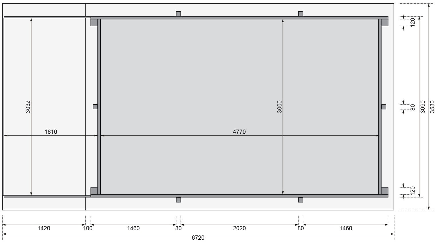 Karibu Rechteckpool »Holzpool Malta A«, BxLxH: 353x530x124 cm, kesseldruckimprägniert, mit Sonnenterasse