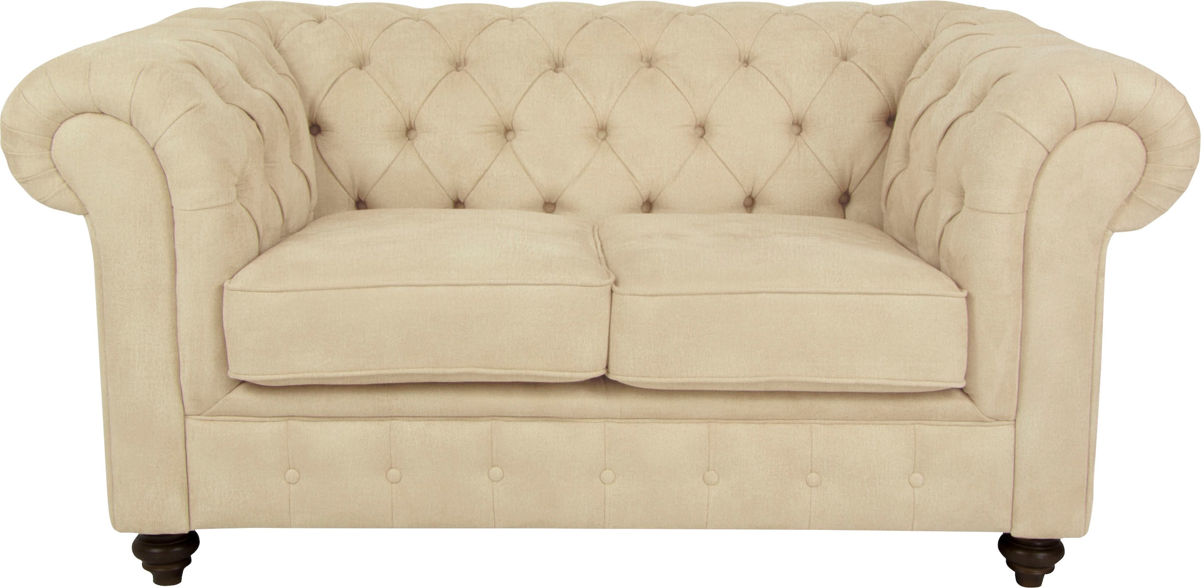 Home affaire Chesterfield-Sofa »Duc 2-Sitzer«, hochwertige Knopfheftung im Rücken, Samtoptik mit changierender Optik