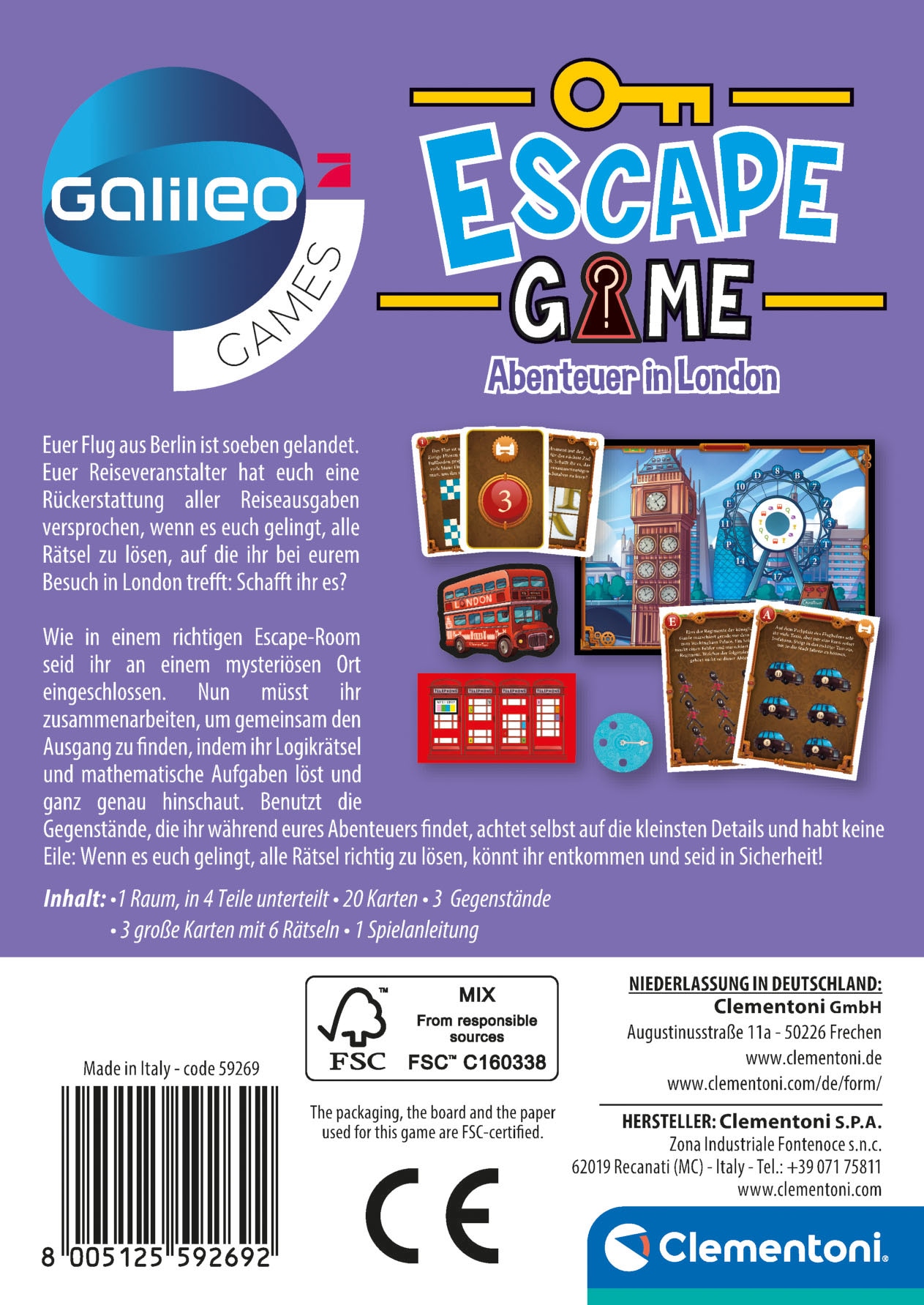 Clementoni® Spiel »Galileo, Escape Game Abenteuer in London«, Made in Europe