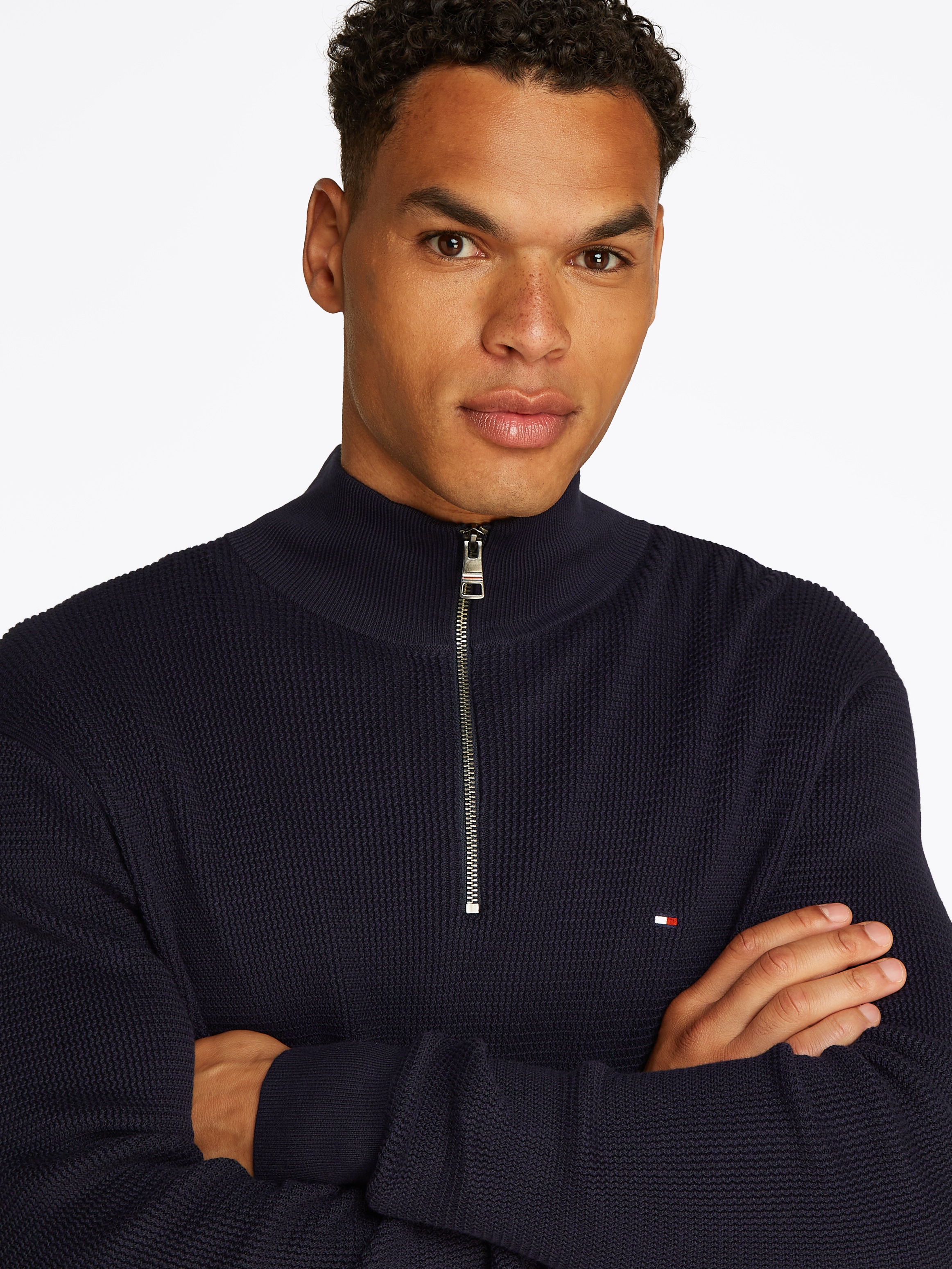 Tommy Hilfiger Troyer RACKING STRUCTURE ZIP MOCK günstig online kaufen