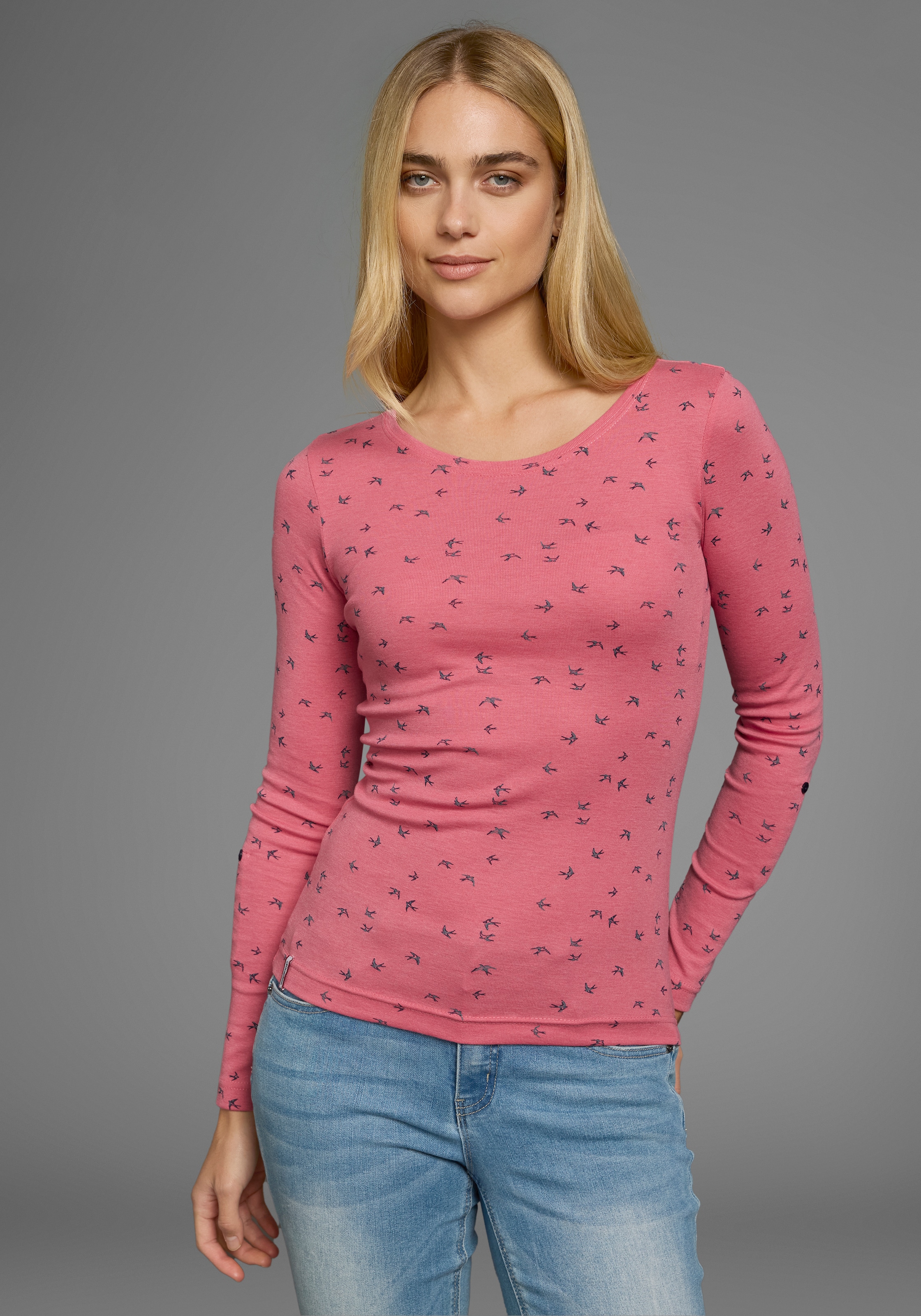 KangaROOS Langarmshirt, krempelbare Ärmel, sehr figurbetont, aus elastische günstig online kaufen