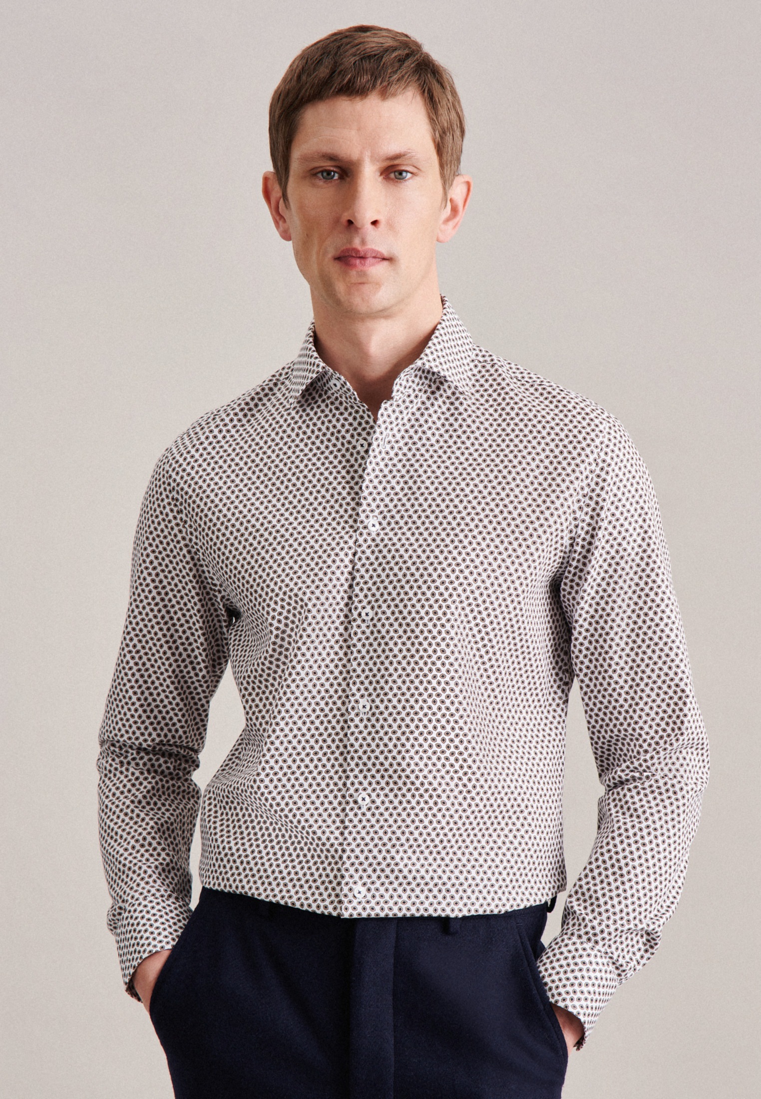 seidensticker Businesshemd "Slim" Slim 1/1 Kentkragen Druck günstig online kaufen