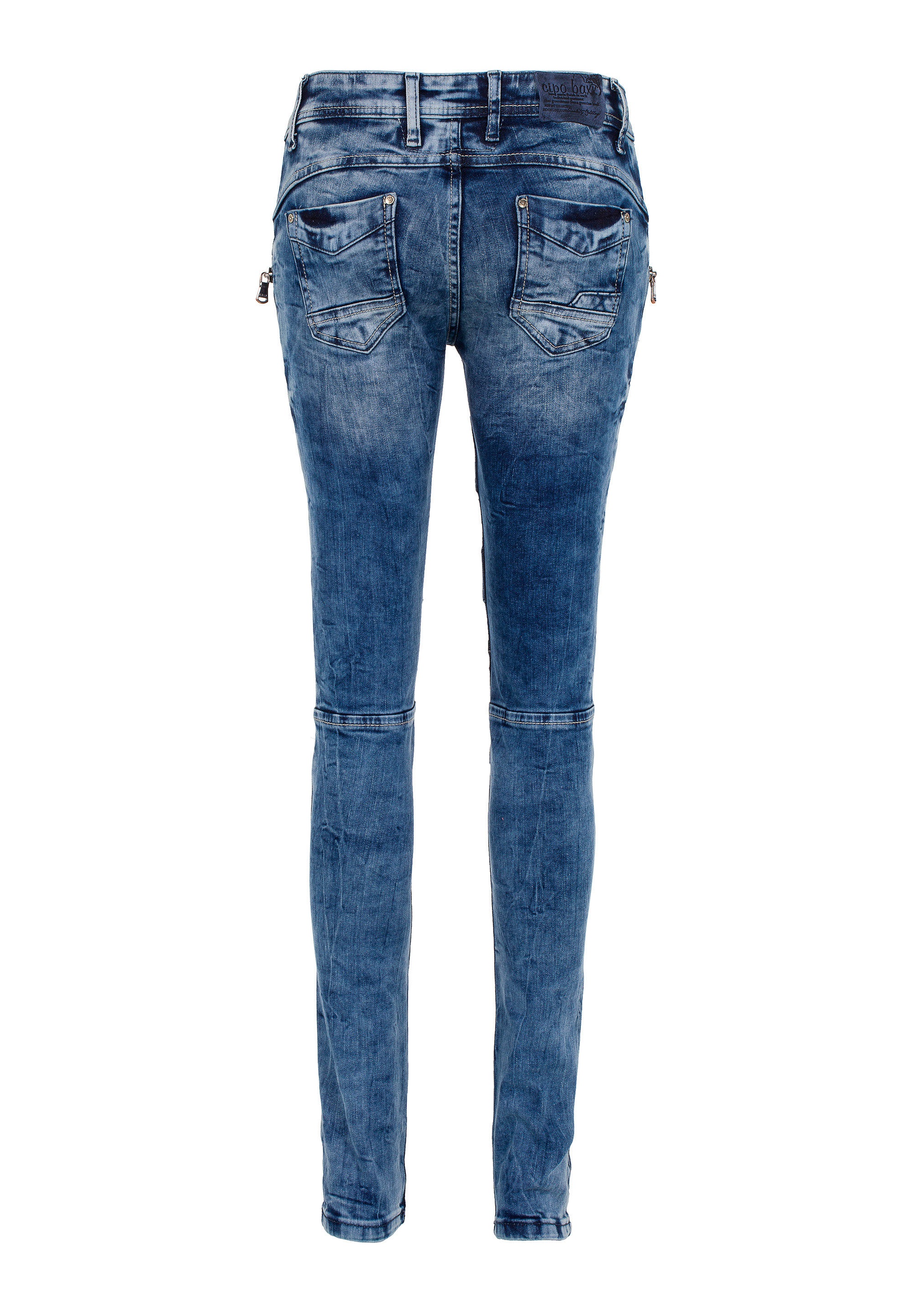 Cipo & Baxx Slim-fit-Jeans »Jeans«, mit coolen Stickelementen, WD381