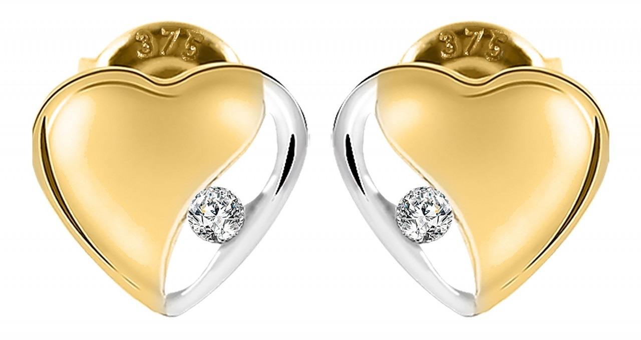 Adelia's Heart Earrings Yellow Gold Silver 2
