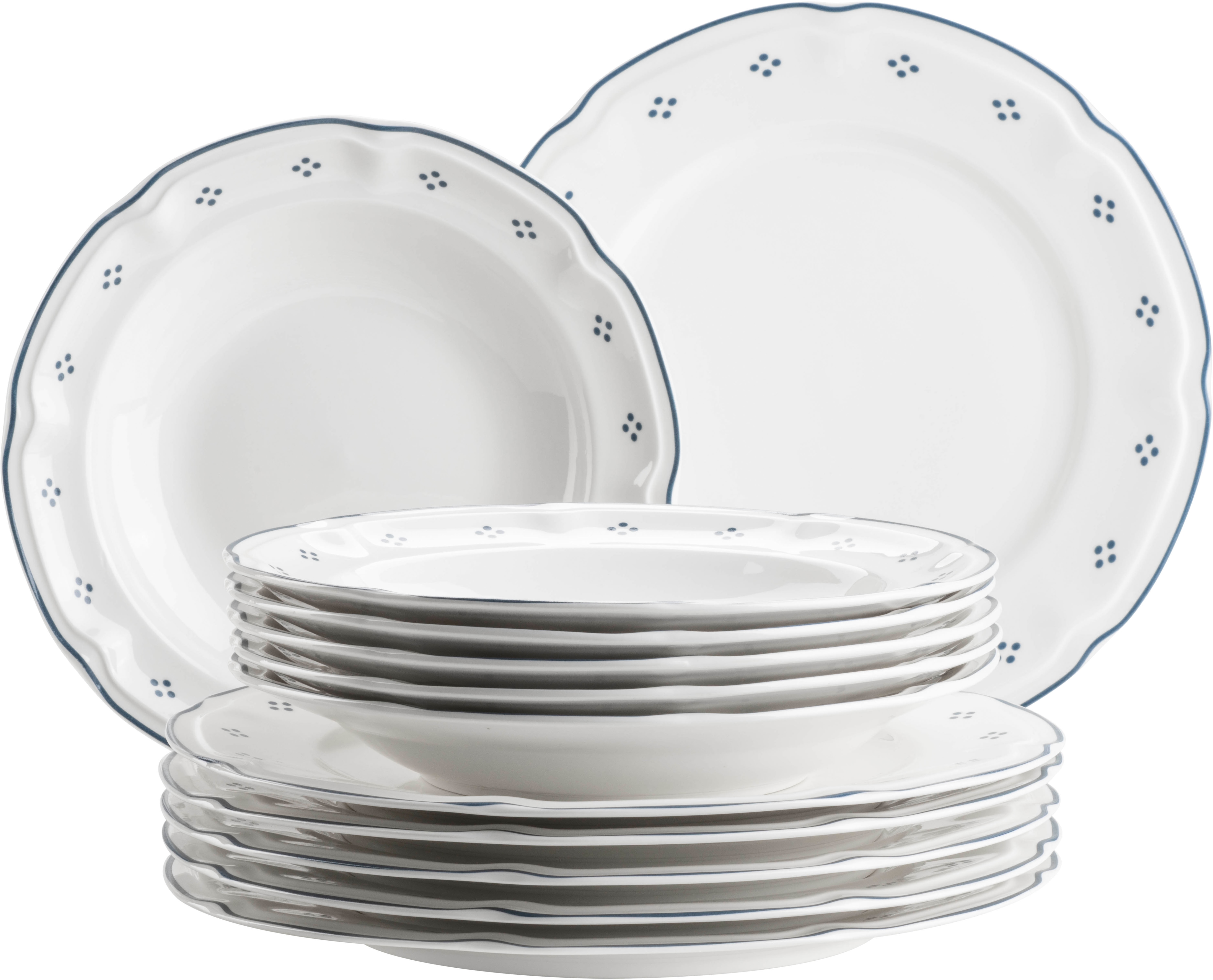 MÄSER Tafelservice "Lova" Teller Set, mit dekorativem Punktmuster