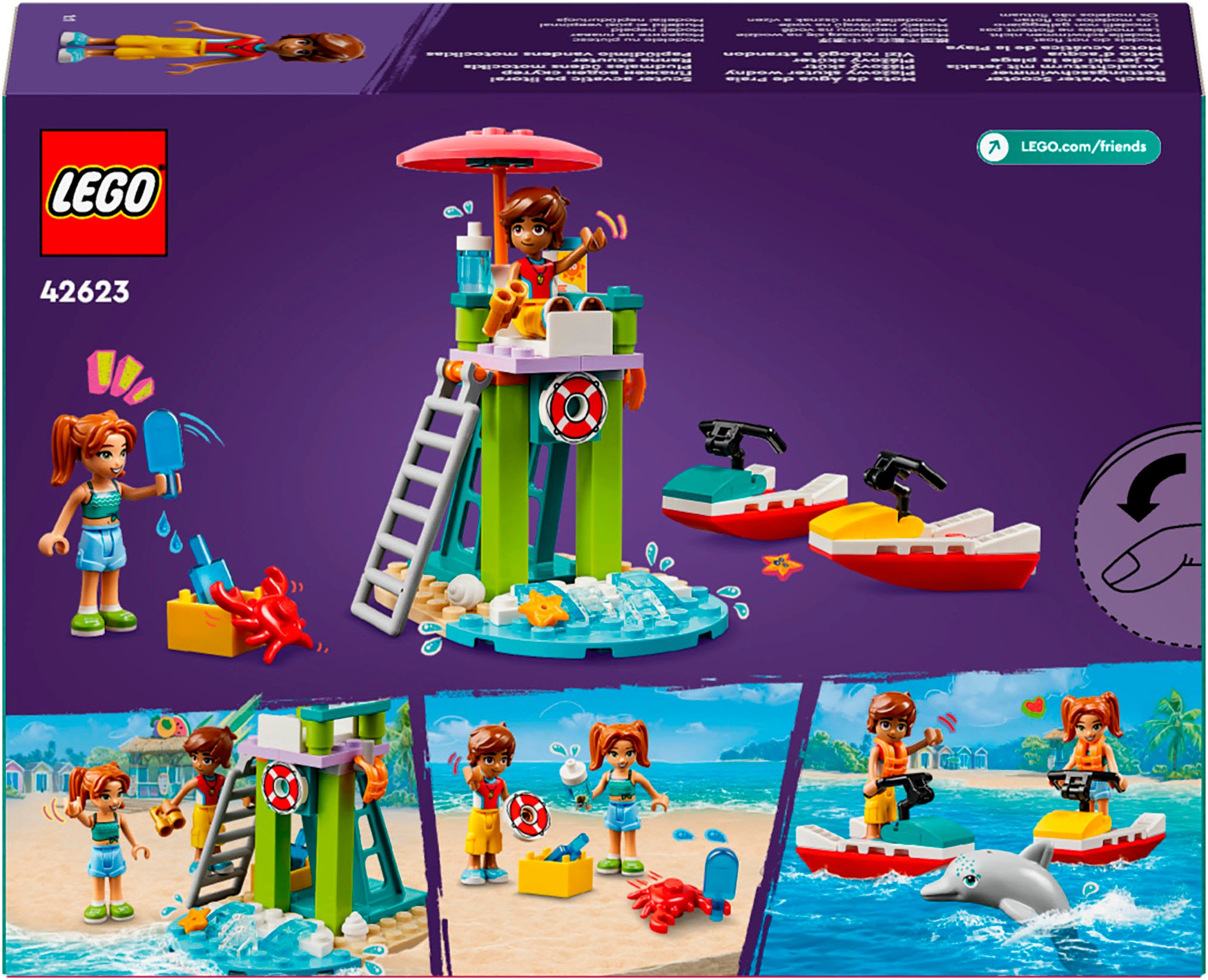LEGO® Konstruktionsspielsteine »Rettungsschwimmer Aussichtsturm mit Jetskis (42623), LEGO Friends«, (84 St.), Made in Europe