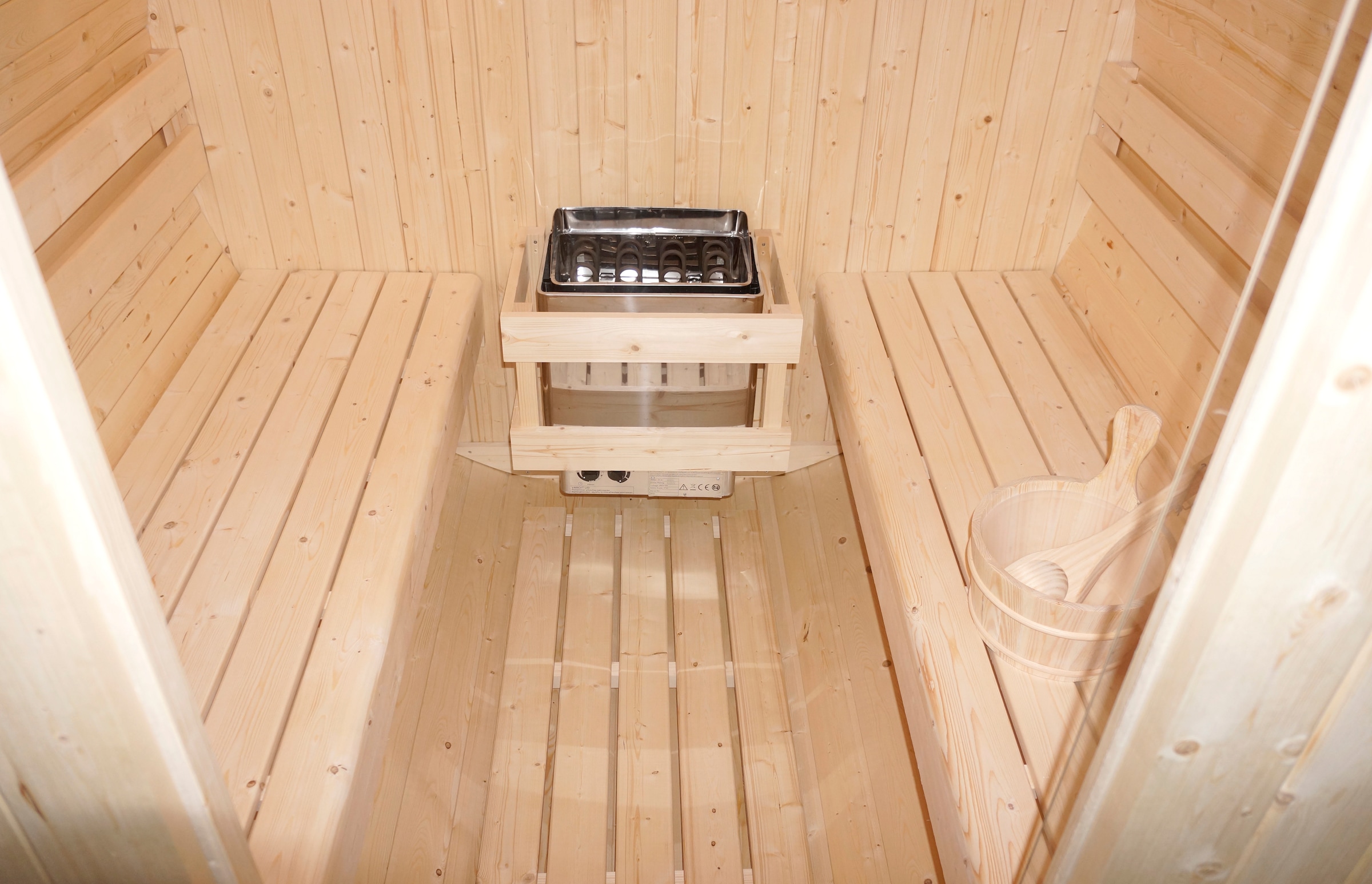 Sanotechnik Fasssauna »»BERGEN«« geeignet für 4 Personen, Fichetnholz