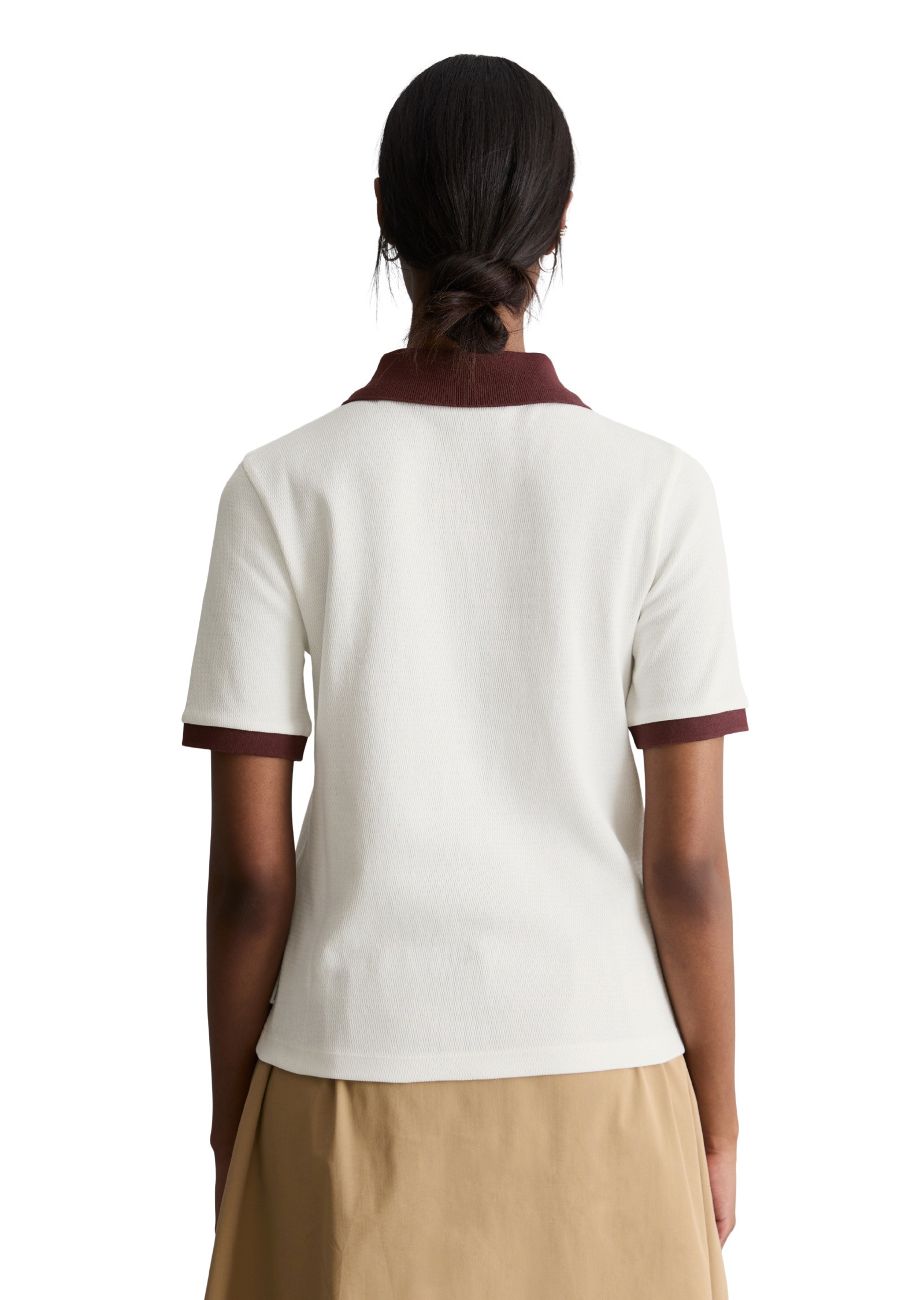 Poloshirt MARC O'POLO DENIM "aus reiner Bio-Baumwolle", Damen, Gr. XL, sanftes weiß, Obermaterial: 100% Baumwolle, unifarben, slim fit, normaler Saum, Shirts 2