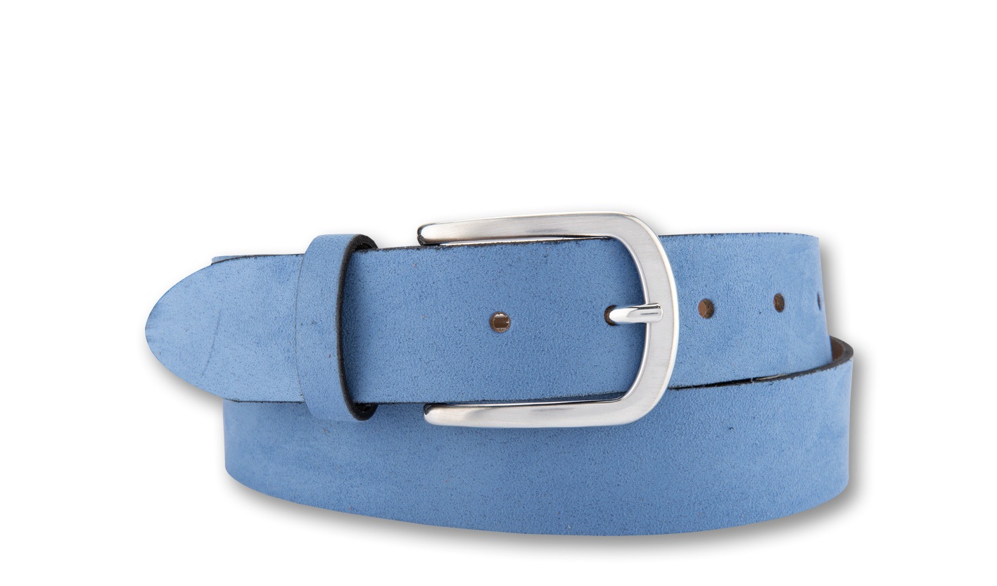 Ledergürtel BERND GÖTZ "Ledergürtel aus feinem Velours in angesagten Farben", Damen, Gr. 80, blau, Rindsleder, Gürtel Ledergürtel