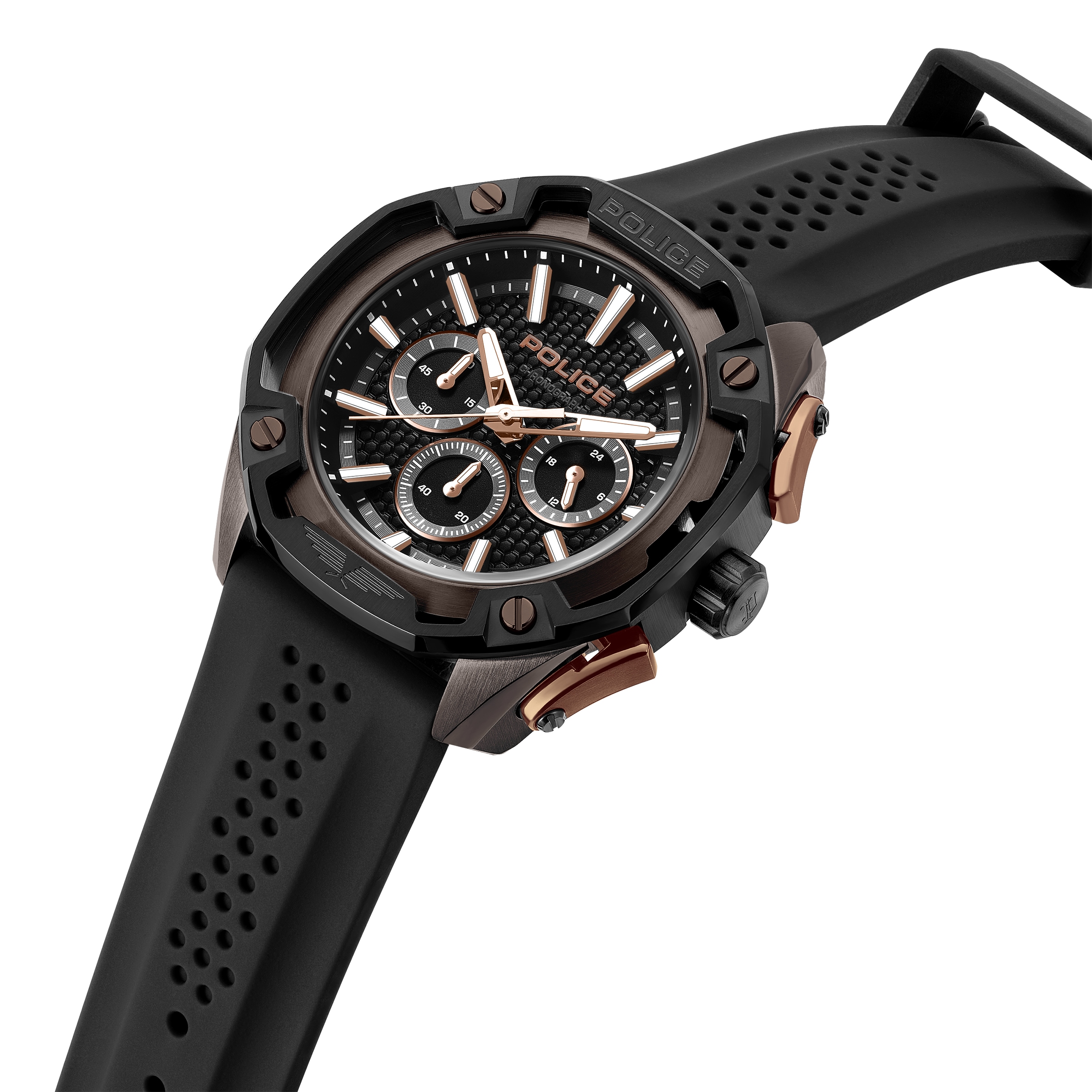 Police Chronograph »Centurian« Quarzuhr, Armbanduhr, Herrenuhr, Silikonarmband, analog, Stoppfunktion