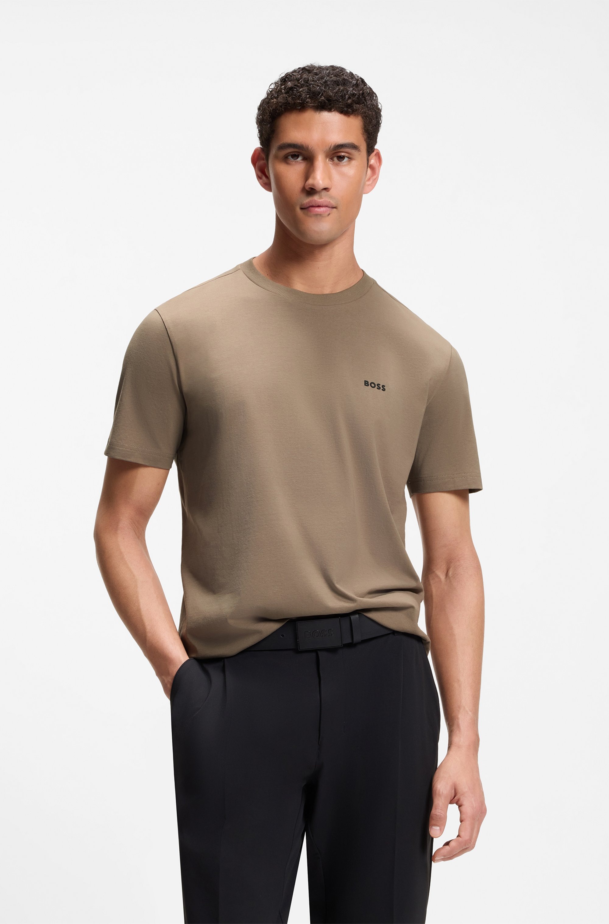 Boss Green Rundhalsshirt "Tee" Mit Gummiertem Kontrast-Logo