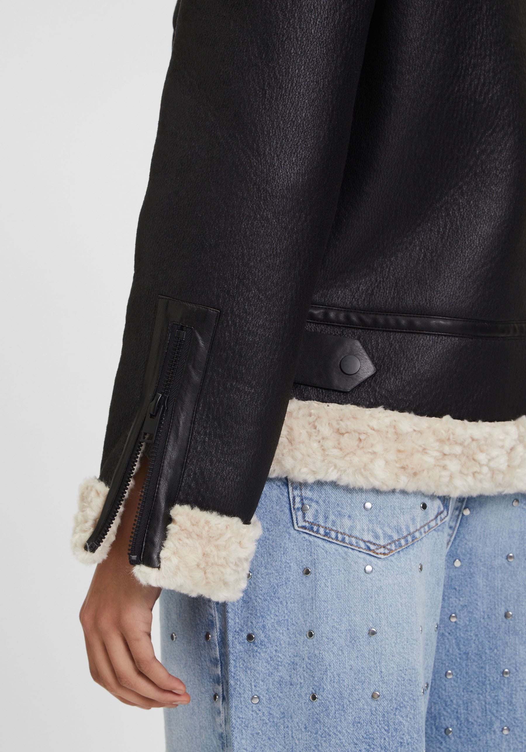 Mauritius Lederimitatjacke »C-039«, mit Fellimitat, Reißverschluss