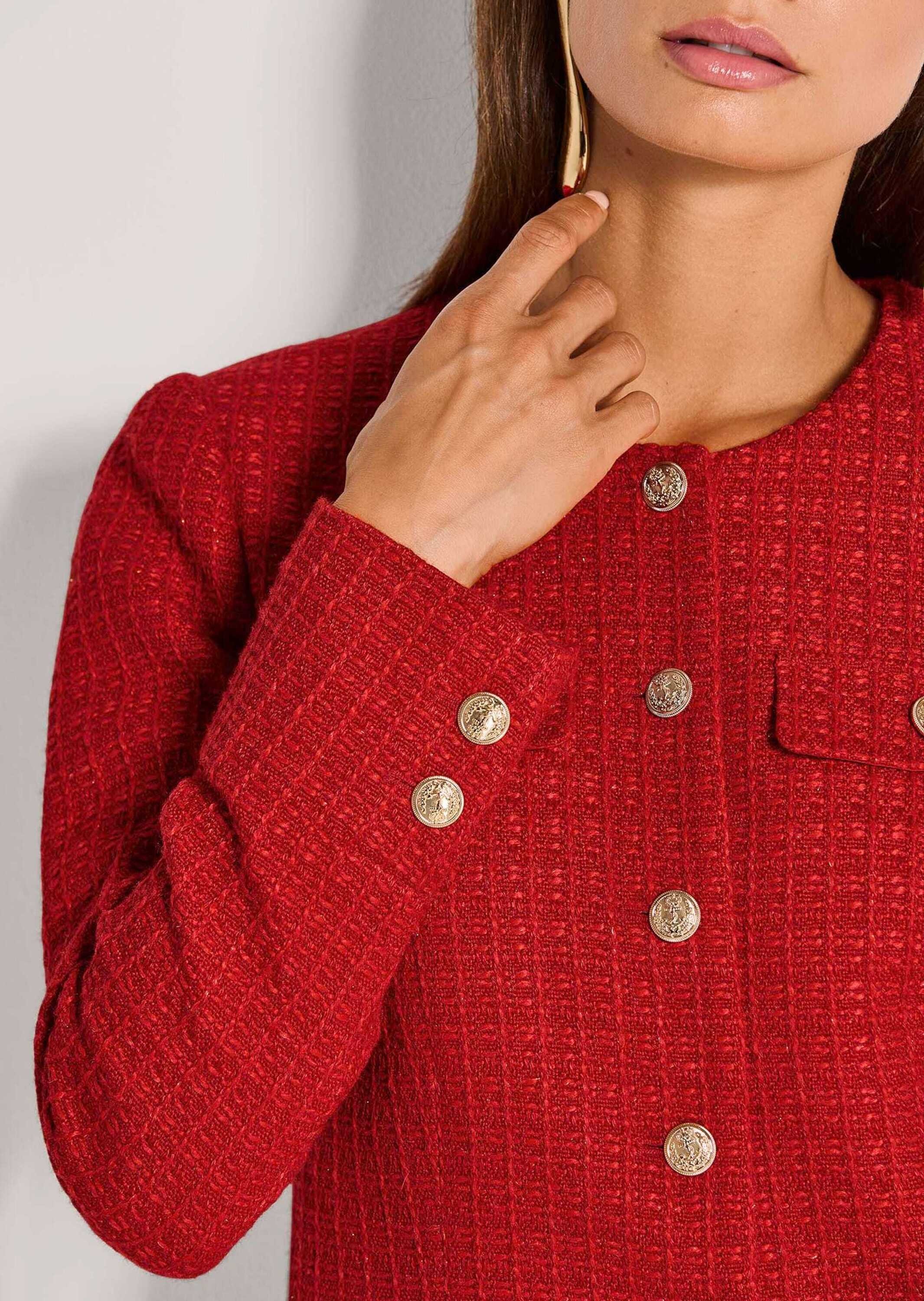 MADELEINE Jerseyblazer »Blazer Couturiger Kurzblazer mit goldfarbenen Knöpfen«