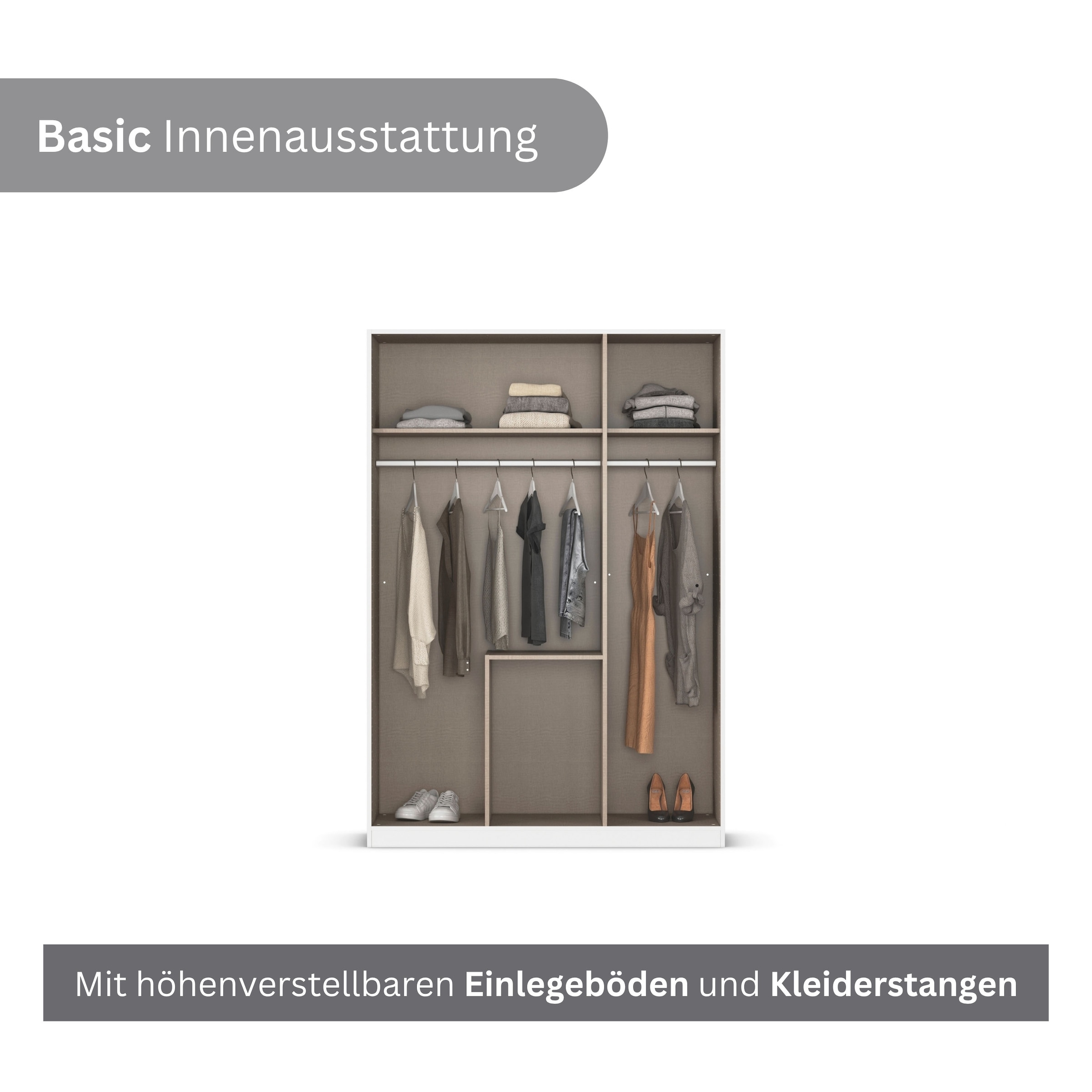rauch Drehtürenschrank »Kleiderschrank Schrank Garderobe Ankleide Schlafzimmerschrank YLVA« Breiten: 90/135/180 cm, Höhe 197 cm,  skandinavischer Style mit Rahmenfront und Knopfgriffen MADE IN GERMANY