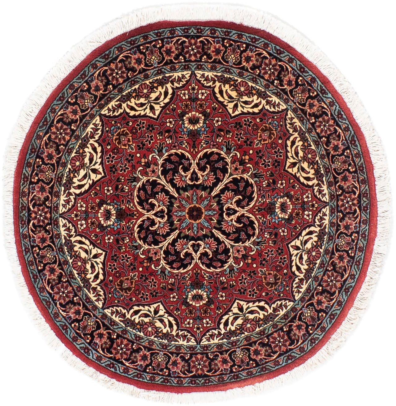 morgenland Orientteppich »Perser - Bidjar rund - 100 x 100 cm - dunkelrot«, rund, Wohnzimmer, Handgeknüpft, Einzelstück mit Zertifikat