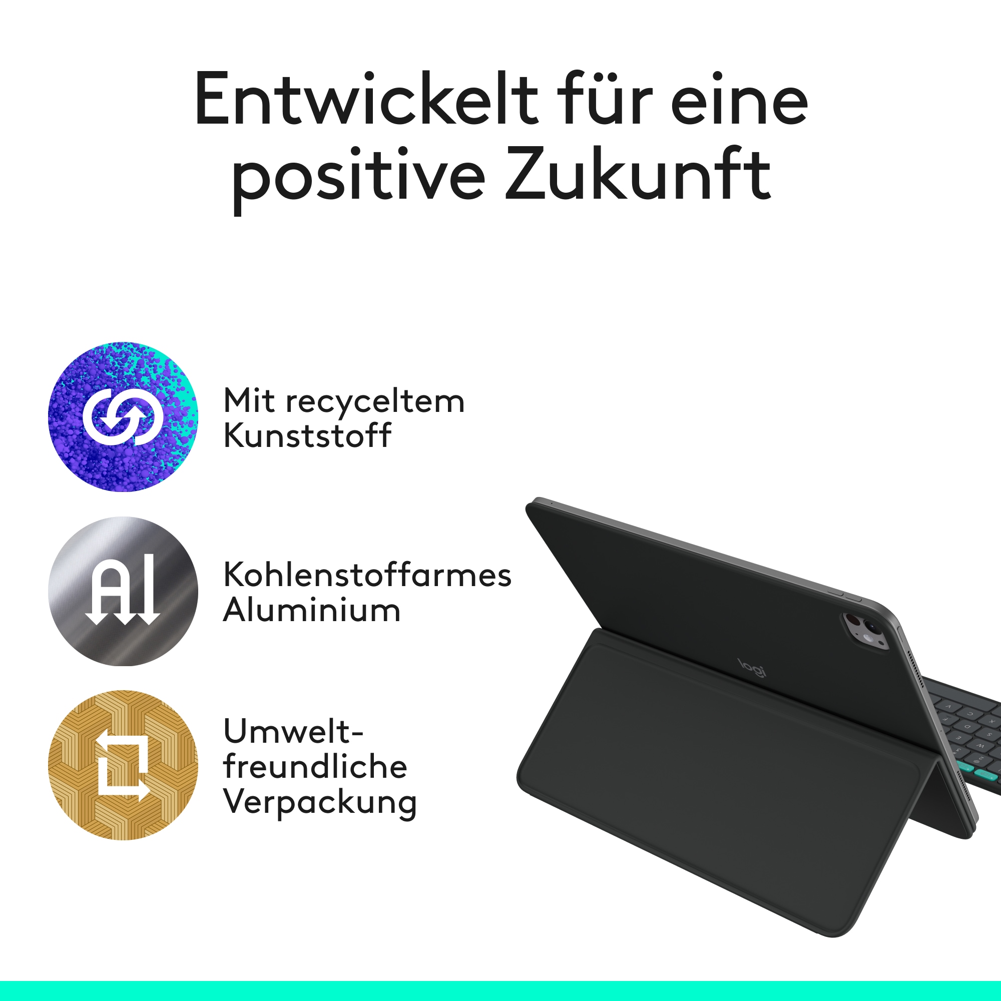 Logitech iPad-Tastatur »FLIP FOLIO - DEU - WESTMID-511 - IPAD PRO&AIR 13 INCH,PIZZA BOX«, Bluetooth-Tastatur