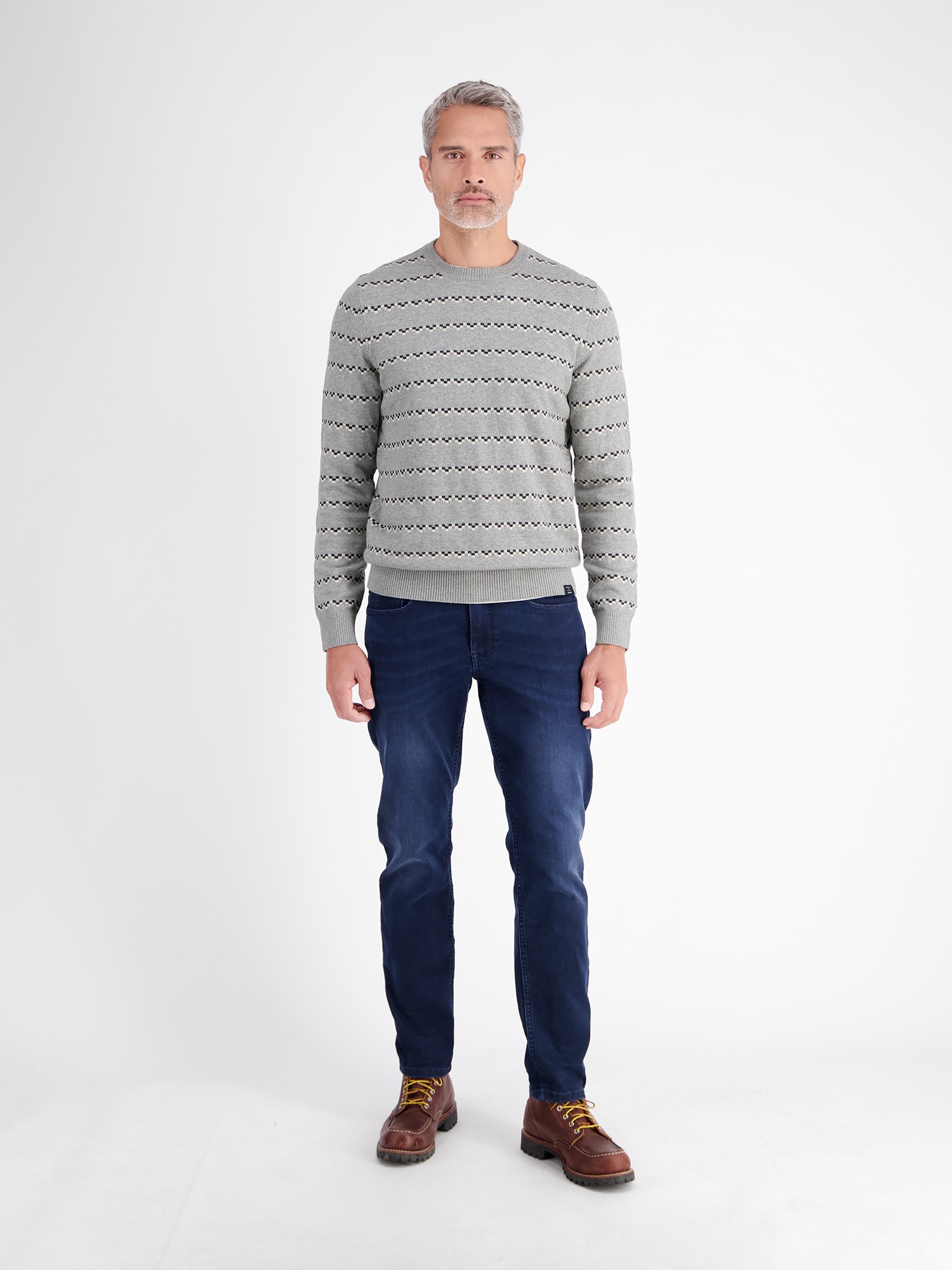 LERROS Strickpullover »Strickpullover mit geometrischem Muster aus Mischgewebe«