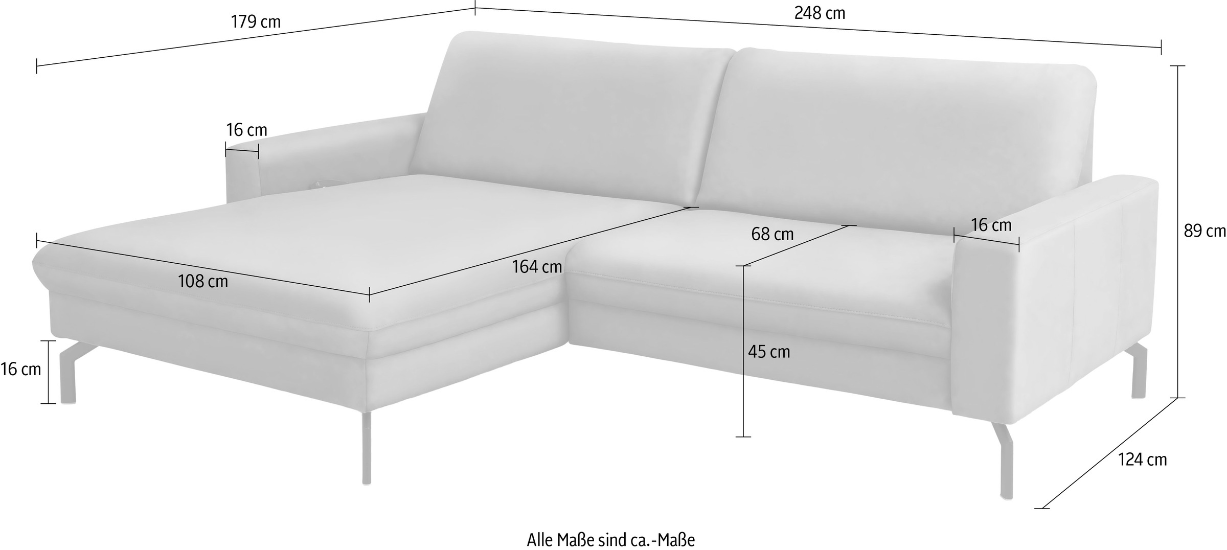 Die PlanBar Ecksofa »PN-EM20028 L-Form ohne Kopfstützen«, wahlweise mit motorischem Canape