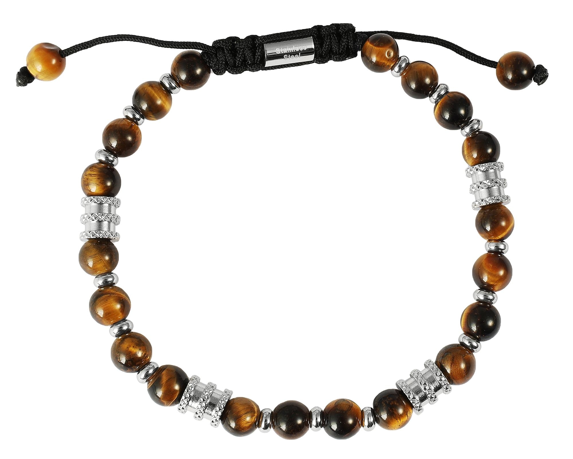 Adelia´s Gliederarmband »Armband – Kugelarmband aus Edelstahl mit Tigerauge 19,5 cm« Ideal als Geschenk – dezent und elegant
