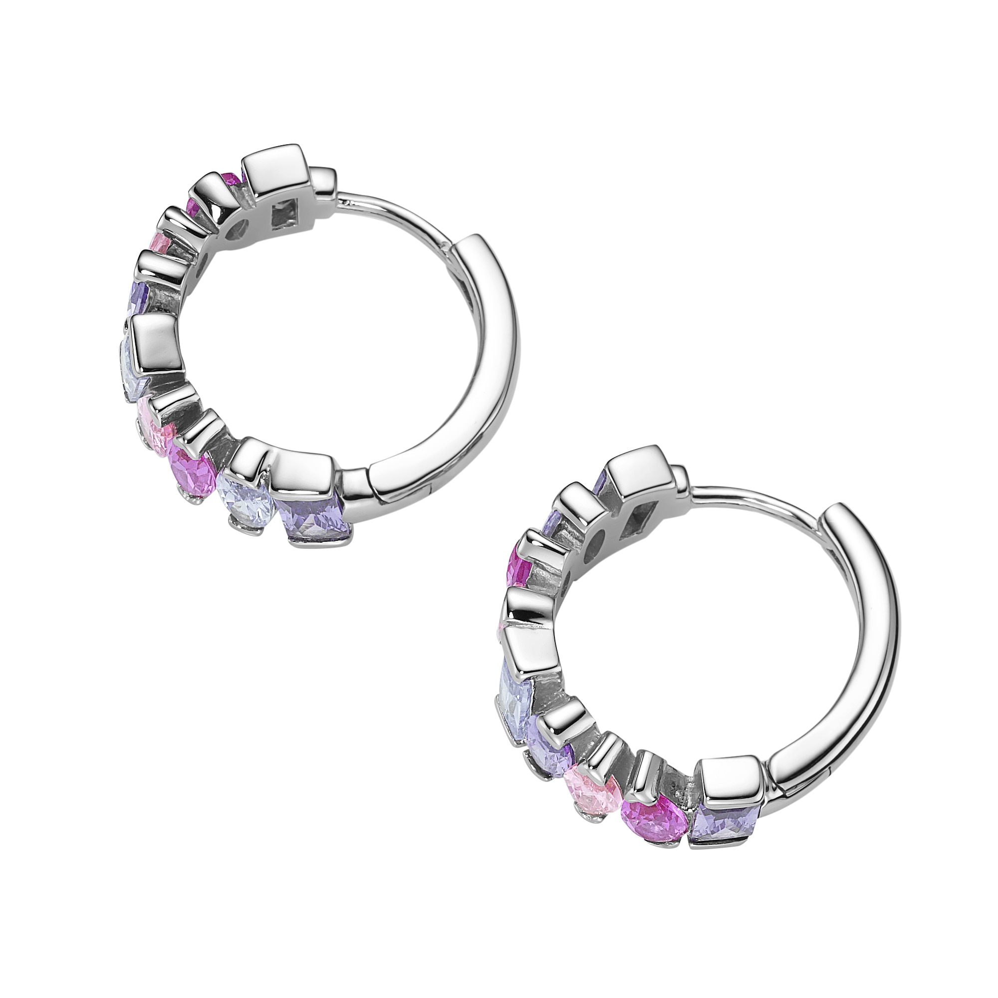 GIORGIO MARTELLO MILANO Paar Creolen »Korund pink und Zirkonia mehrfarbig, Silber 925«