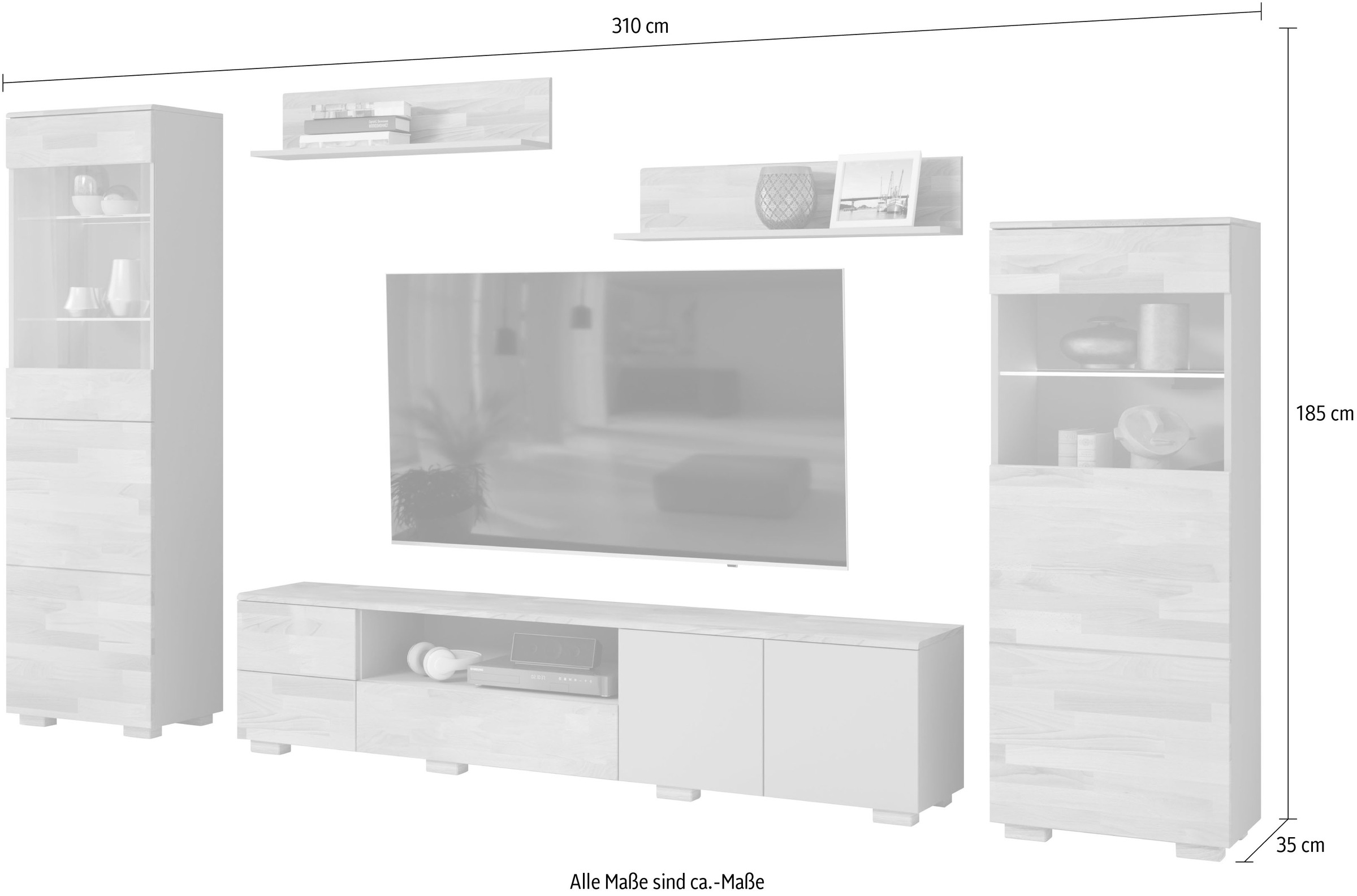 Home affaire Wohnwand, (5 St.), schöne moderne Optik