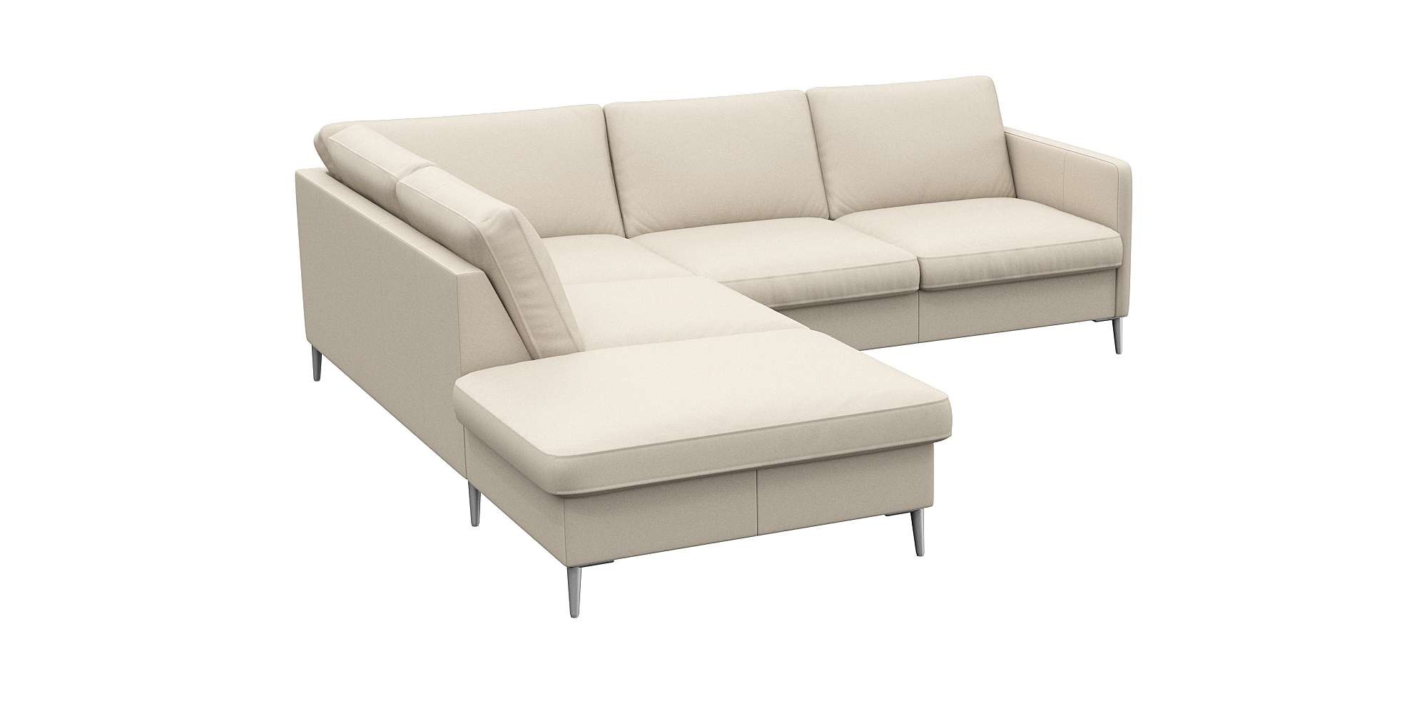 FLEXLUX Ecksofa "Fiore, L-Form", schmale Armlehnen, Füße alufarben, B/T 234 günstig online kaufen