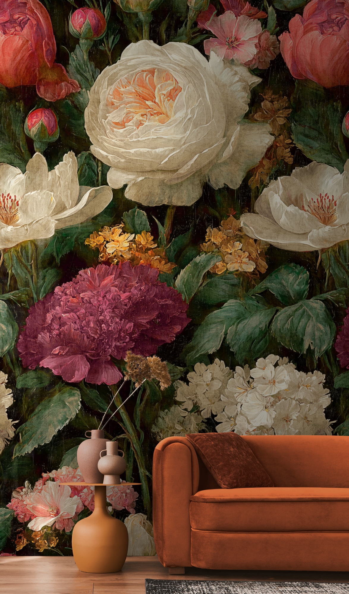 living walls Fototapete »The Wall 4 Flowers – Üppige Rosenblüten Vlies-Fototapete« botanisch | floral | matt leicht strukturiert Üppige Rosenblüten mit natürlicher Tiefenwirkung