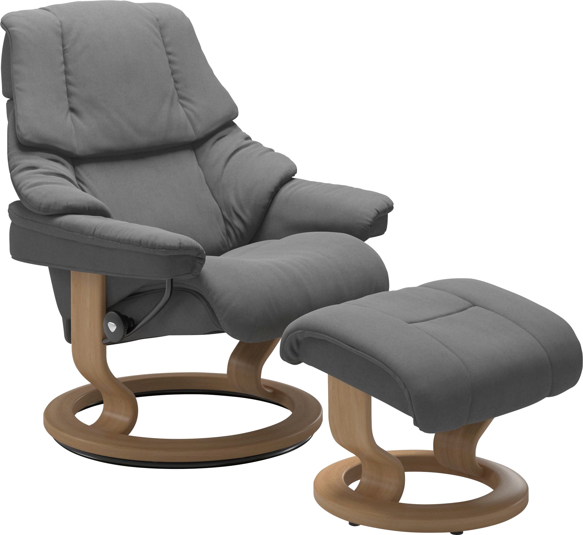 Stressless® Relaxsessel »Reno«, (Set, Relaxsessel mit Hocker), mit Hocker, mit Classic Base, Größe S, M & L, Gestell Eiche