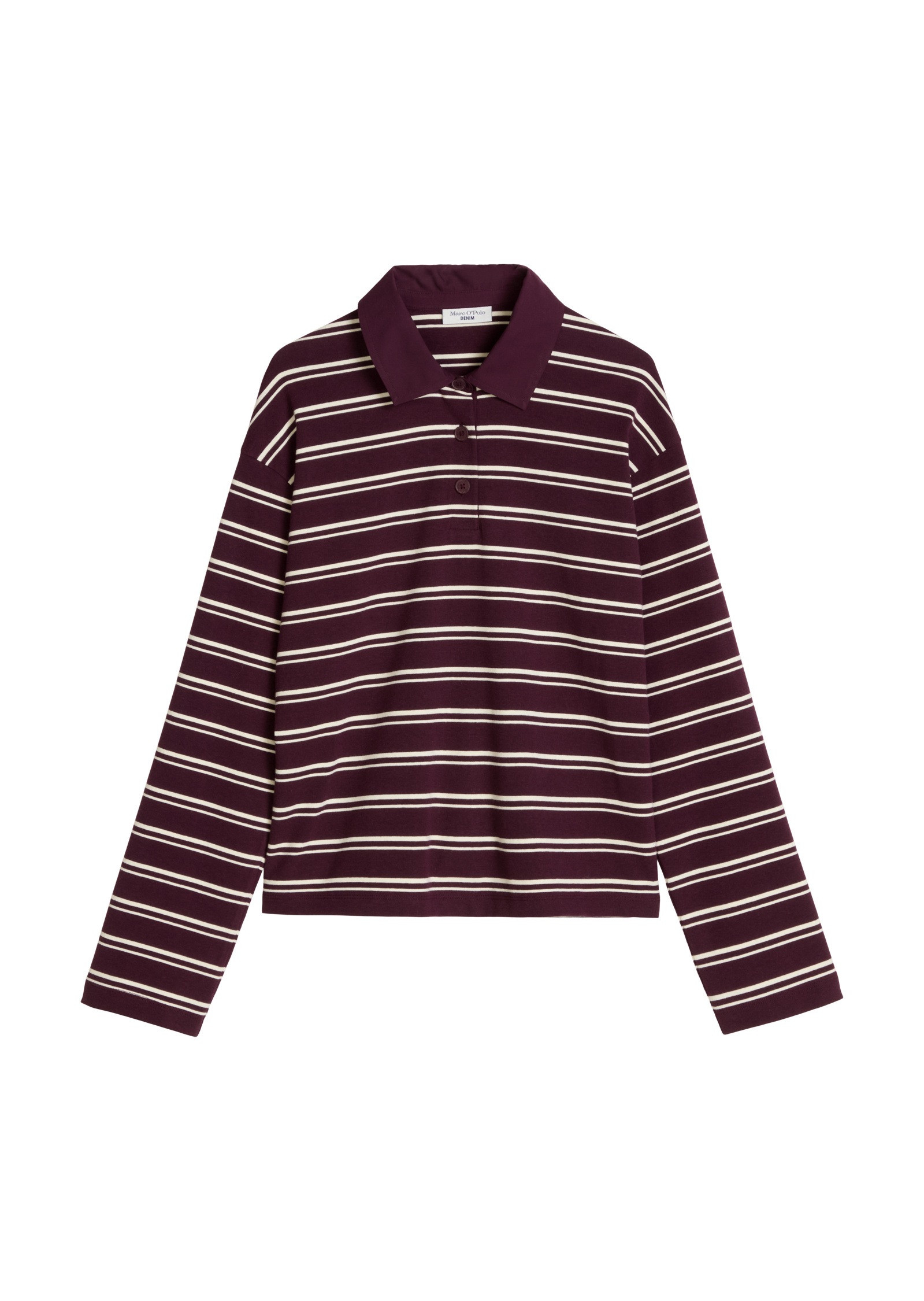 Marc O'Polo DENIM Langarm-Poloshirt »aus gestreiftem Heavy Jersey«