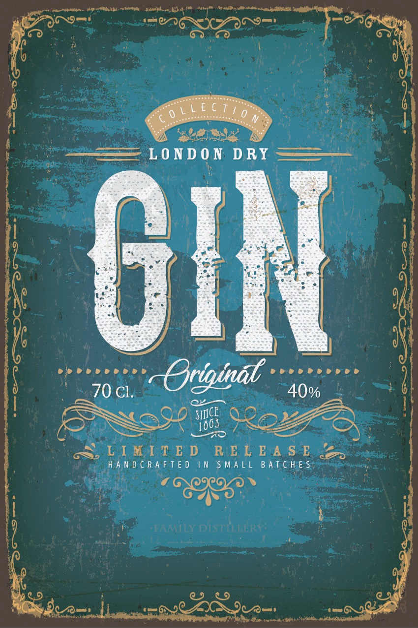 queence Metallbild "Gin" Getränke  Schriftzug  Sprüche  Sprüche & Texte 1 S günstig online kaufen