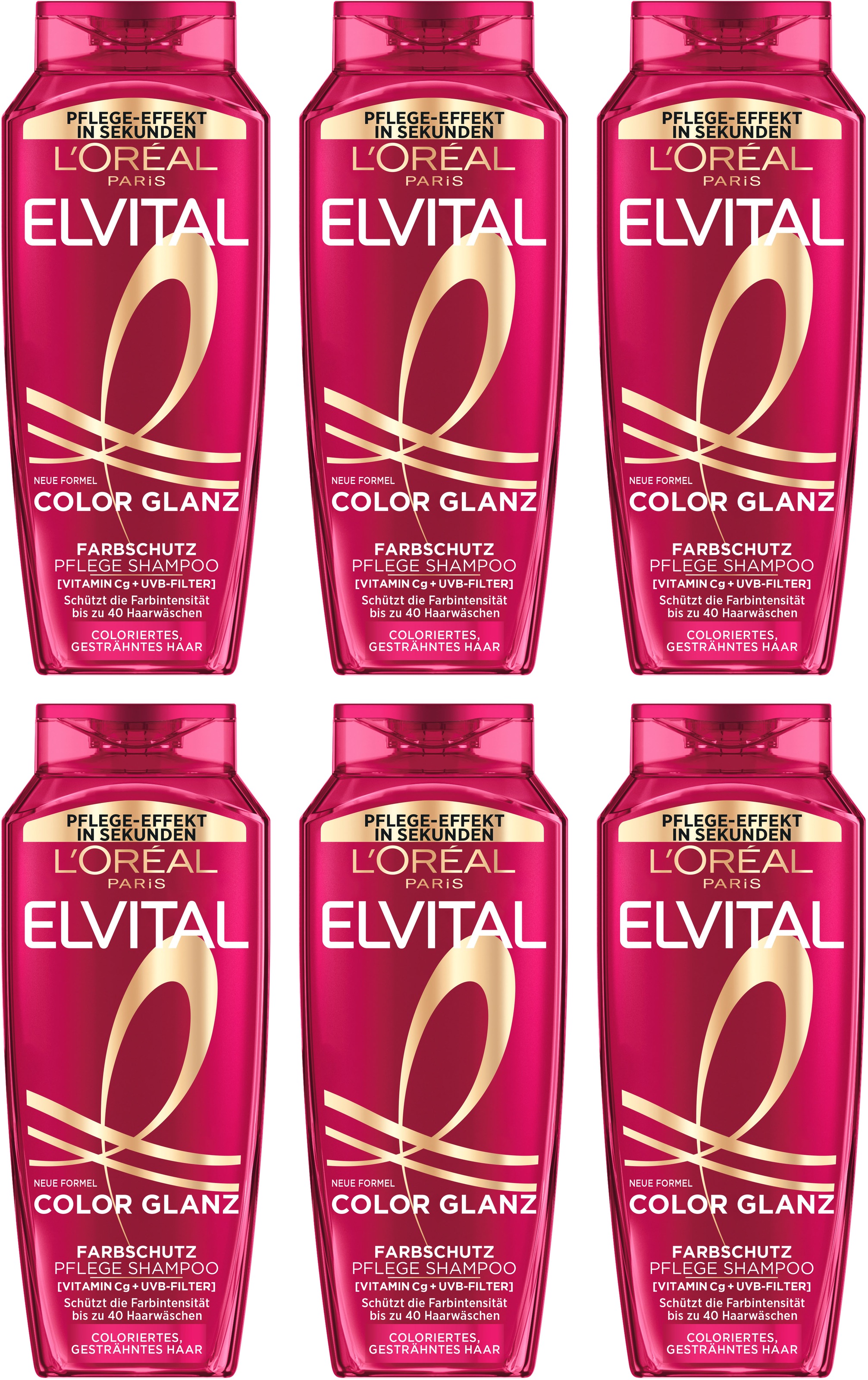 L'ORÉAL PARIS Damen Haarshampoo "L'Oréal Paris Elvital Color Glanz Pflege Shampoo", 1.800ml, transparent, Haarpflegemittel, Schützt die