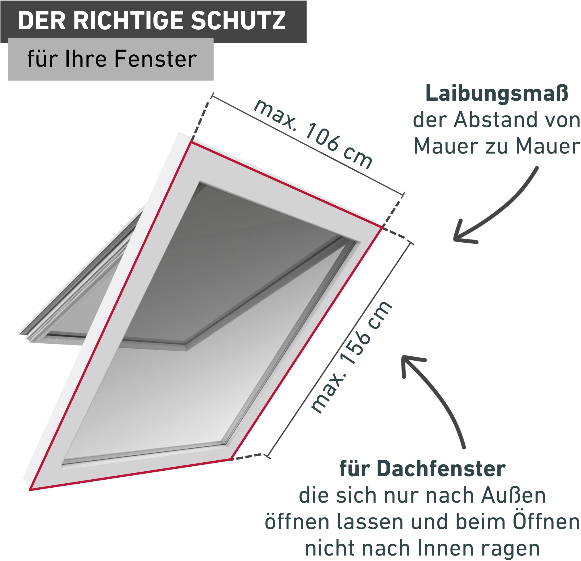 Windhager Insektenschutz-Fensterrahmen »Expert, Insekten- und Sonnenschutz in Plisseeform mit Alurahmen« Insektenschutz für Dachfenster, 110 x 160 cm, weiß