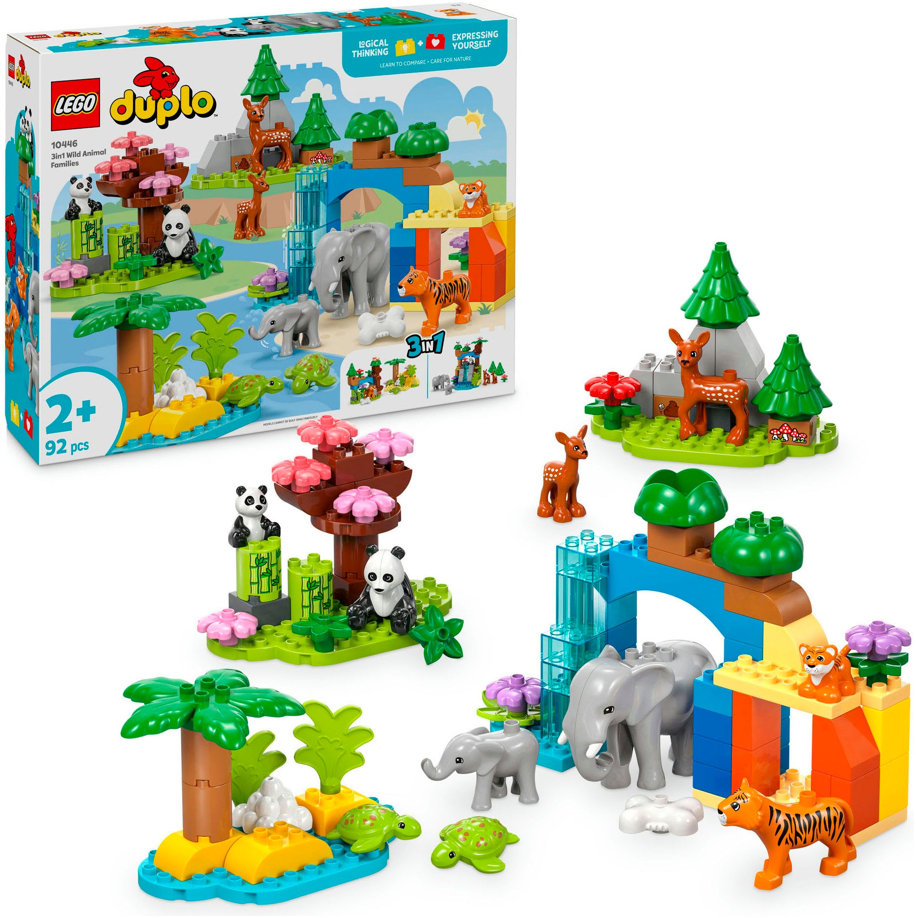 Konstruktionsspielsteine »Wildtier-Familien 3-in-1-Set (10446), LEGO DUPLO Town«, (92...