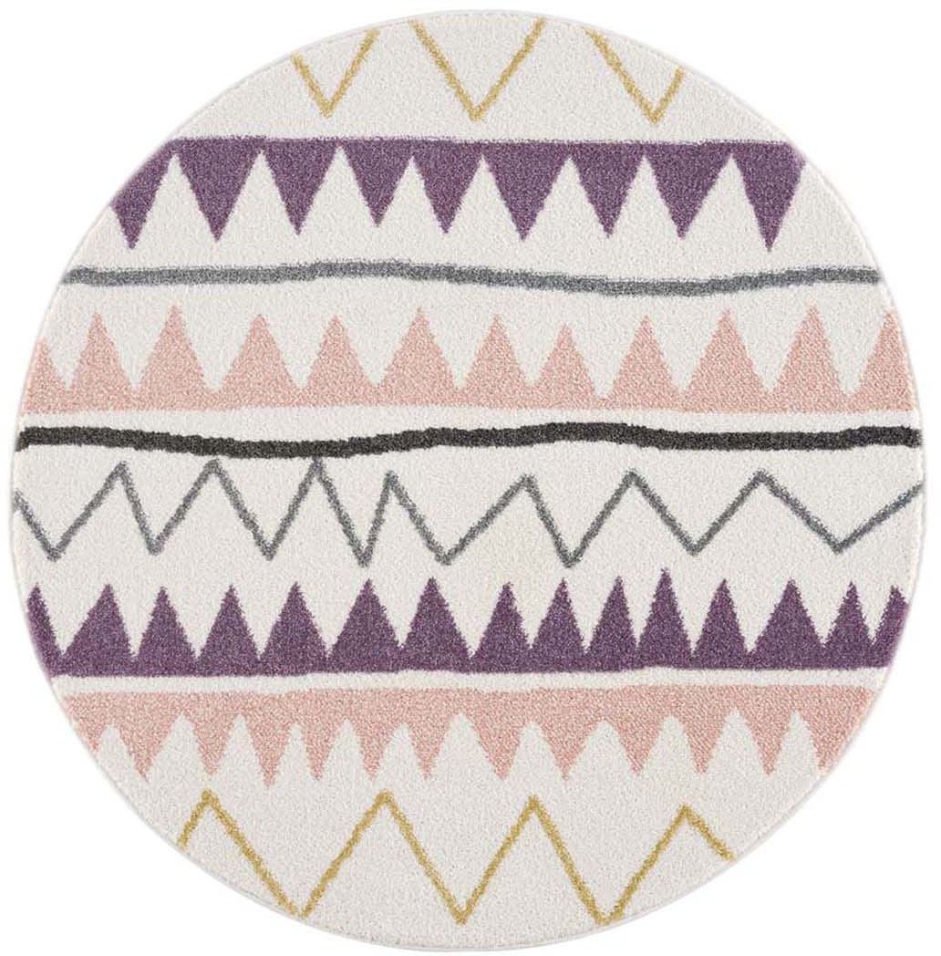 Carpet City Kinderteppich »Anime9382«, rund, 11 mm Höhe, Spielteppich, Zickzack, Weicher Flor, Pflegeleicht, Kinderzimmer
