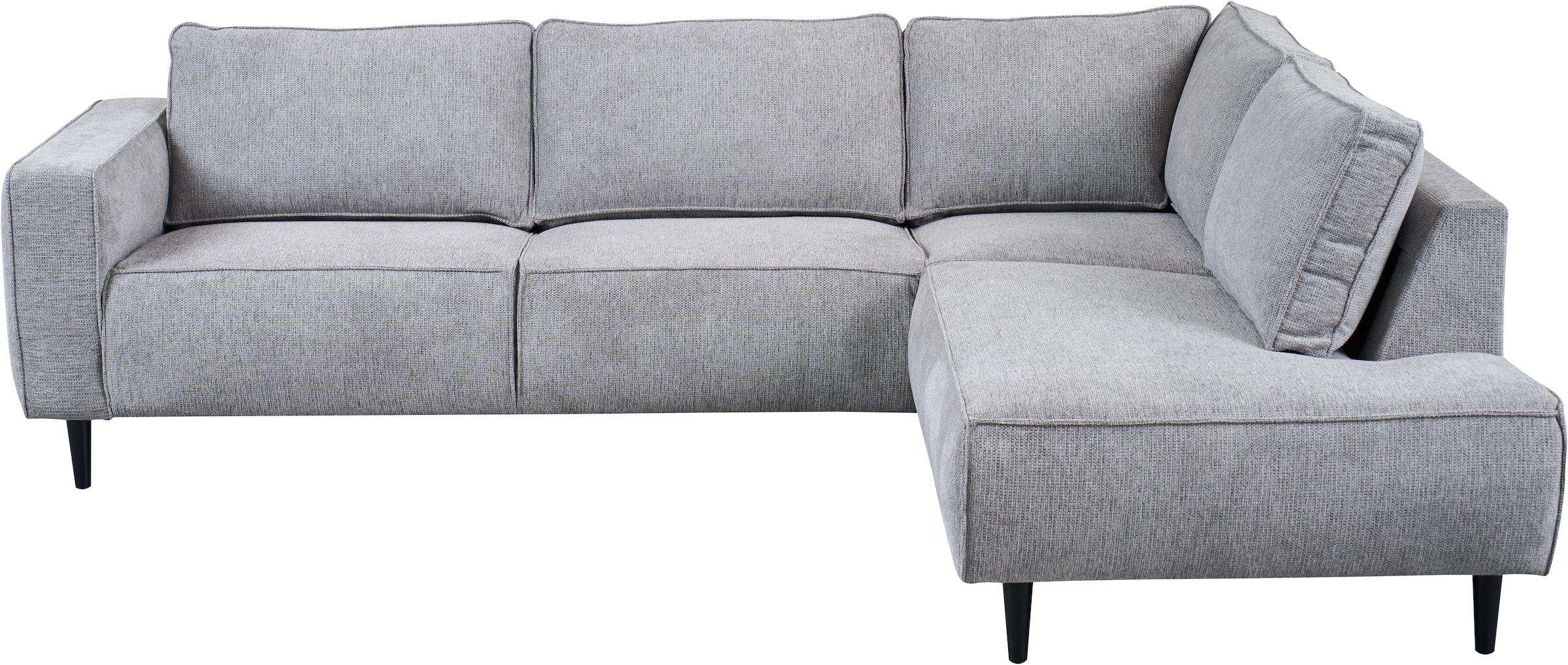 Places of Style Ecksofa »Fumone, Lederoptik oder Soft-Touch Chenille«, Breite 260, mit schwarzen Massivholzfüßen