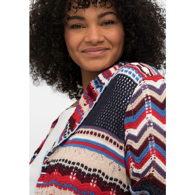 sheego by Joe Browns Longstrickjacke »Große Größen«, im Boho-Stil, mit  Schalkragen für kaufen | BAUR