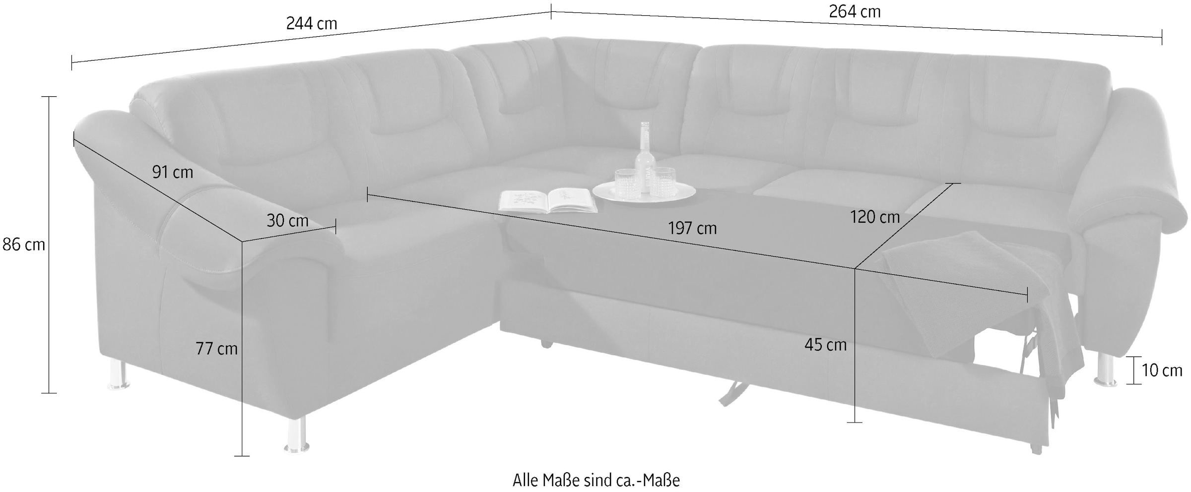 sit&more Ecksofa »Salsa L-Form«, mit Federkern, wahlweise mit Bettfunktion