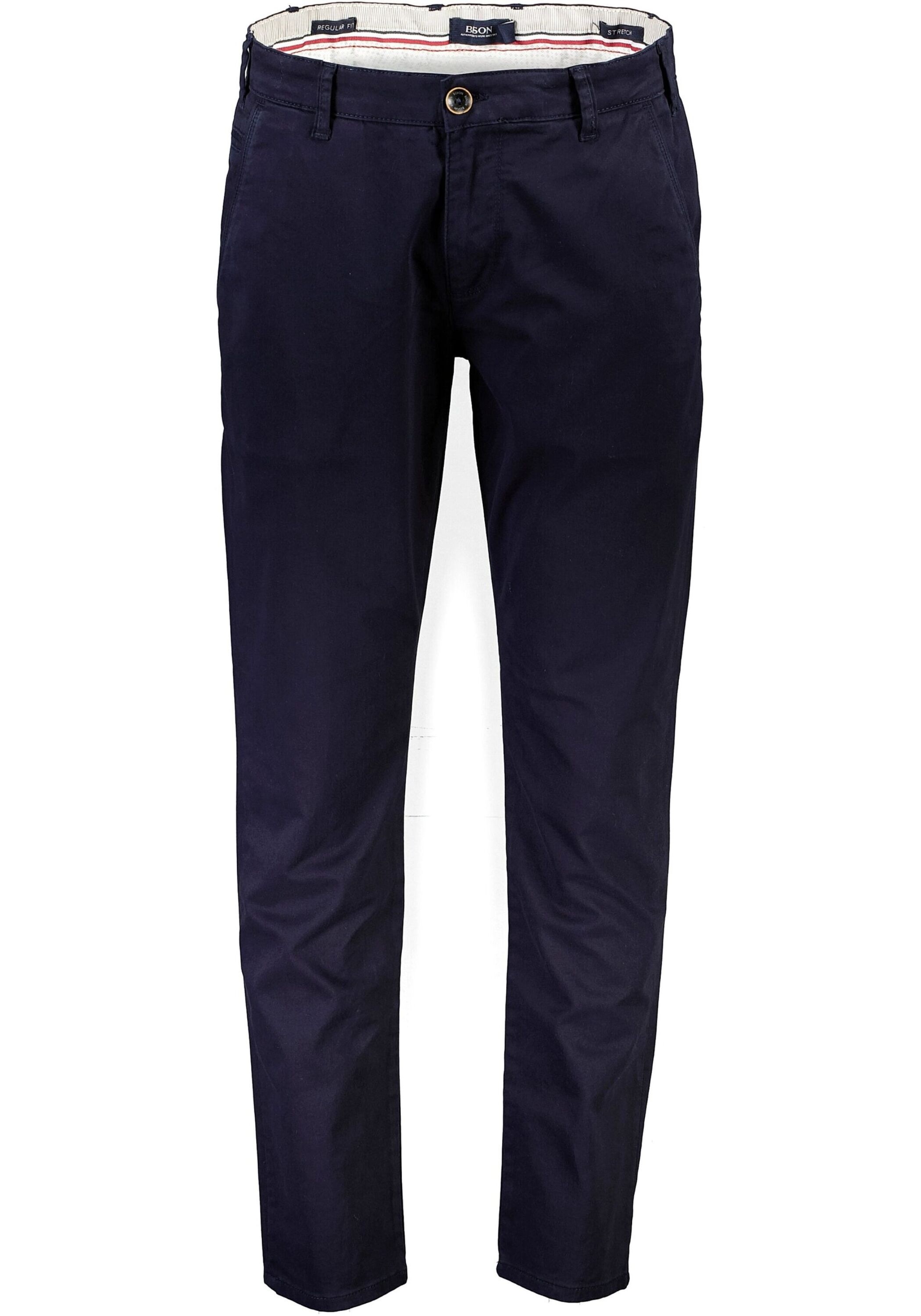 Chinos BISON "Chinos Regular Fit", Herren, Gr. 36, Länge 34, blau (dk navy), Obermaterial: 97% Baumwolle, 3% Elasthan, unifarben, regular fit, Hosen 3