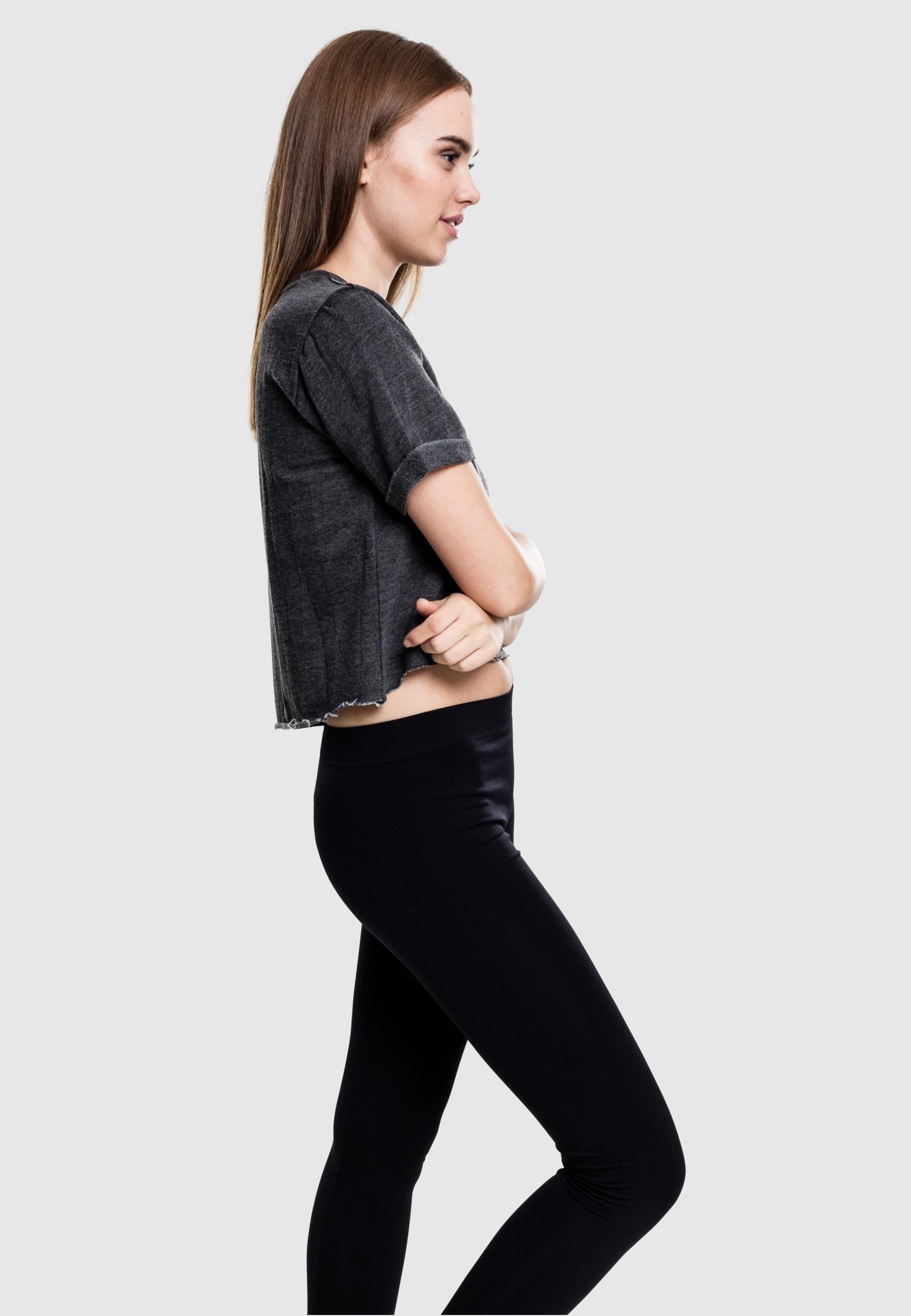 URBAN CLASSICS T-Shirt »Urban Classics Damen Ladies Cropped Burnout Short Sleeve Crew«, (1 tlg.)