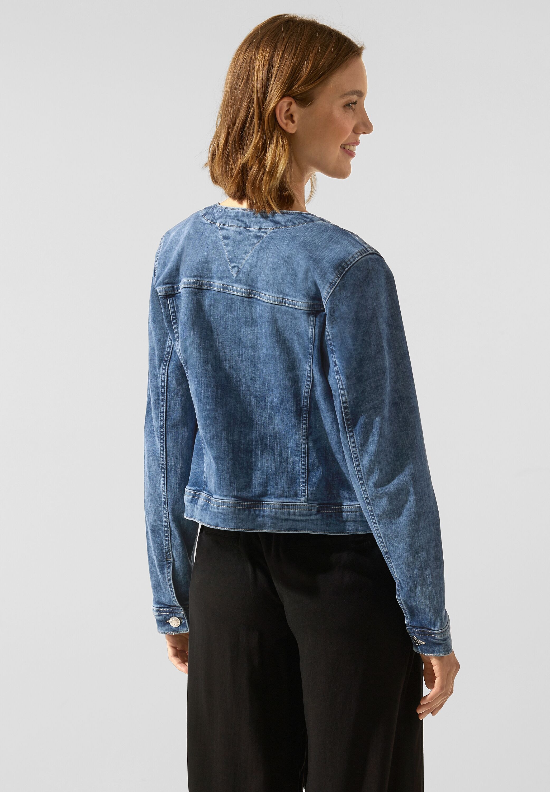 STREET ONE Jeansjacke, und kaufen Kapuze, für mit BAUR ohne | Brusttaschen Knopfleiste