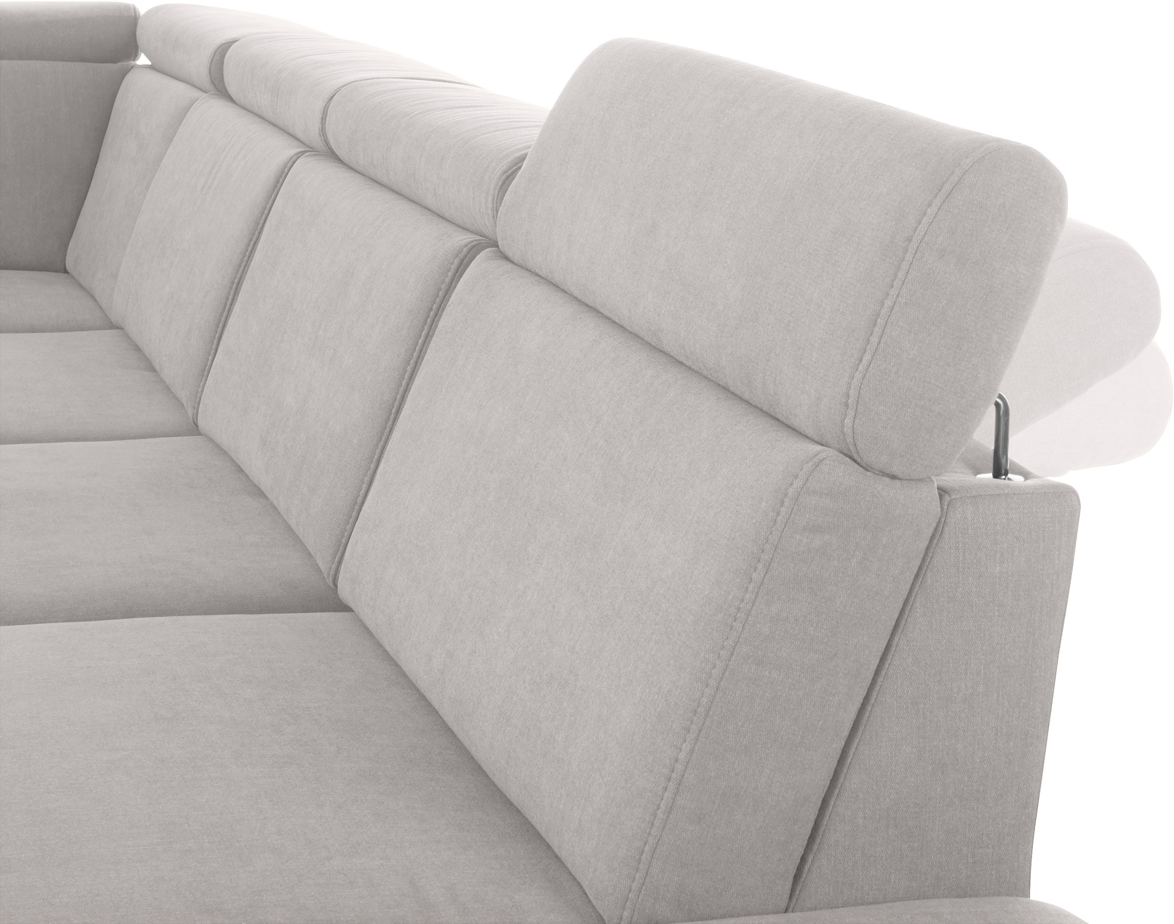 sit&more Wohnlandschaft »Brisbane U-Form« Fußhöhe 15 cm, inklusive Sitztiefen-, Armteil- und Kopfteilverstellung