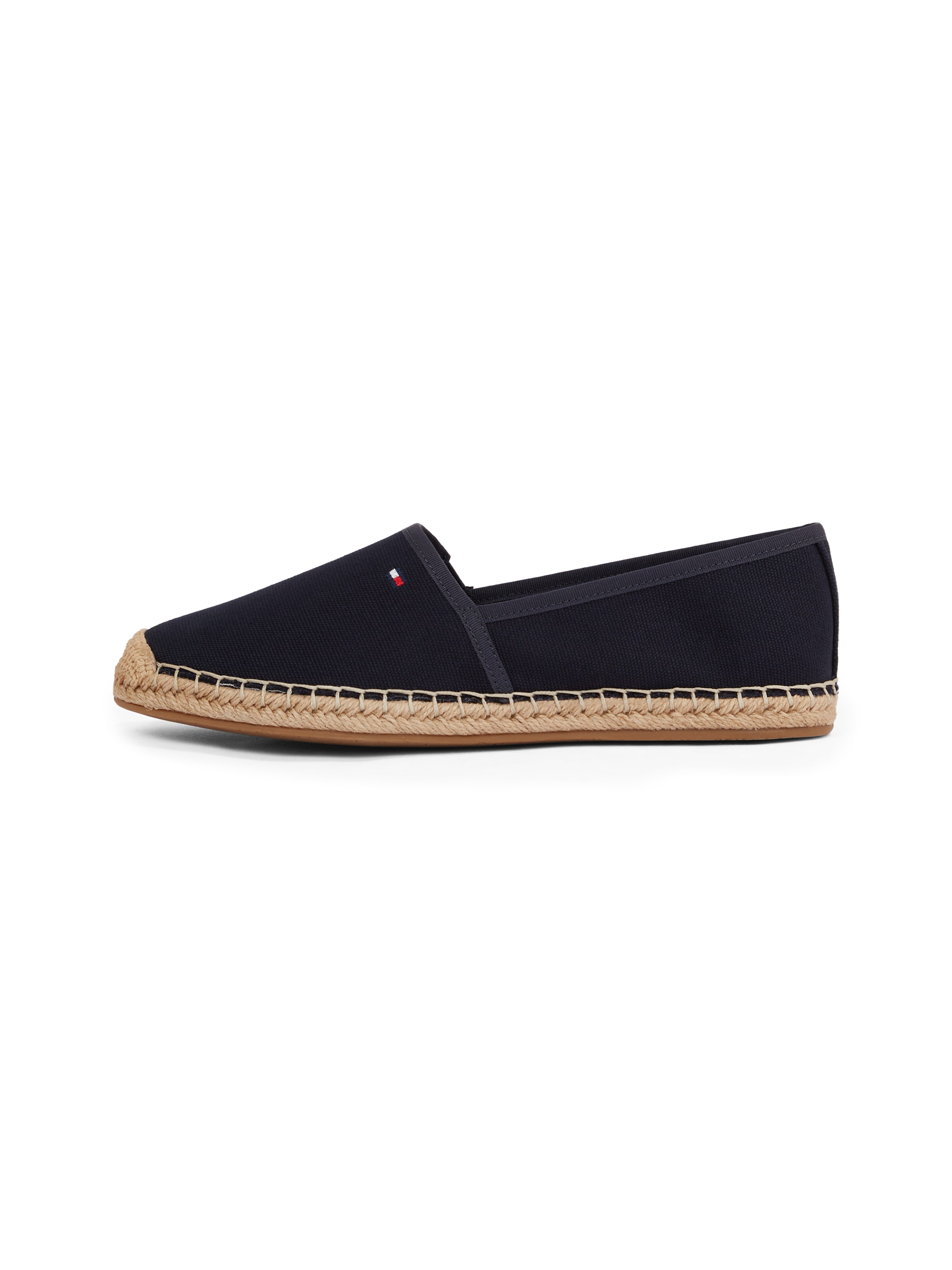 Tommy Hilfiger Espadrille »FLAG CANVAS ESPADRILLE«, Slipper, Flats, Bequemschuh mit Bastbezug und Ziernähten