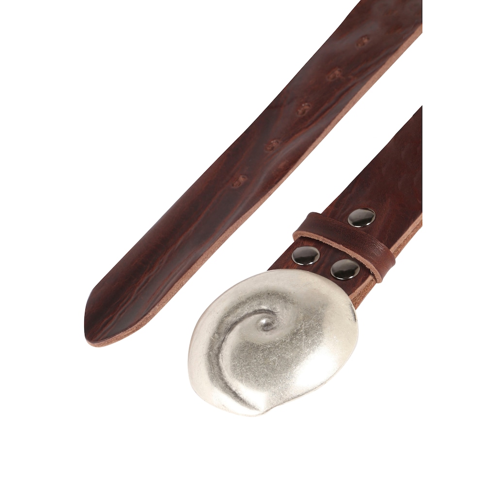 RETTUNGSRING by showroom 019° Ledergürtel, mit austauschbarer Schließe »Muschel Rund Silber«