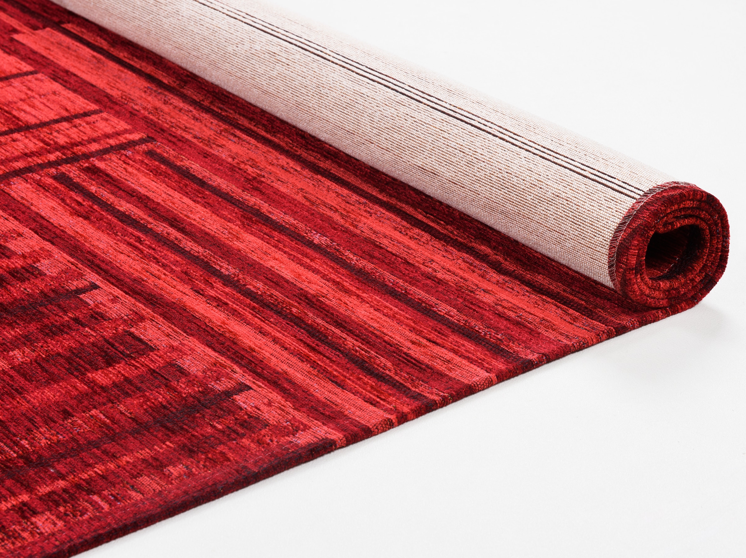 TOM TAILOR Teppich »Stripy Pat«, rechteckig, 5 mm Höhe, Flachgewebe, modernes Patchworkdesign, gestreift, Chenille, Wohnzimmer
