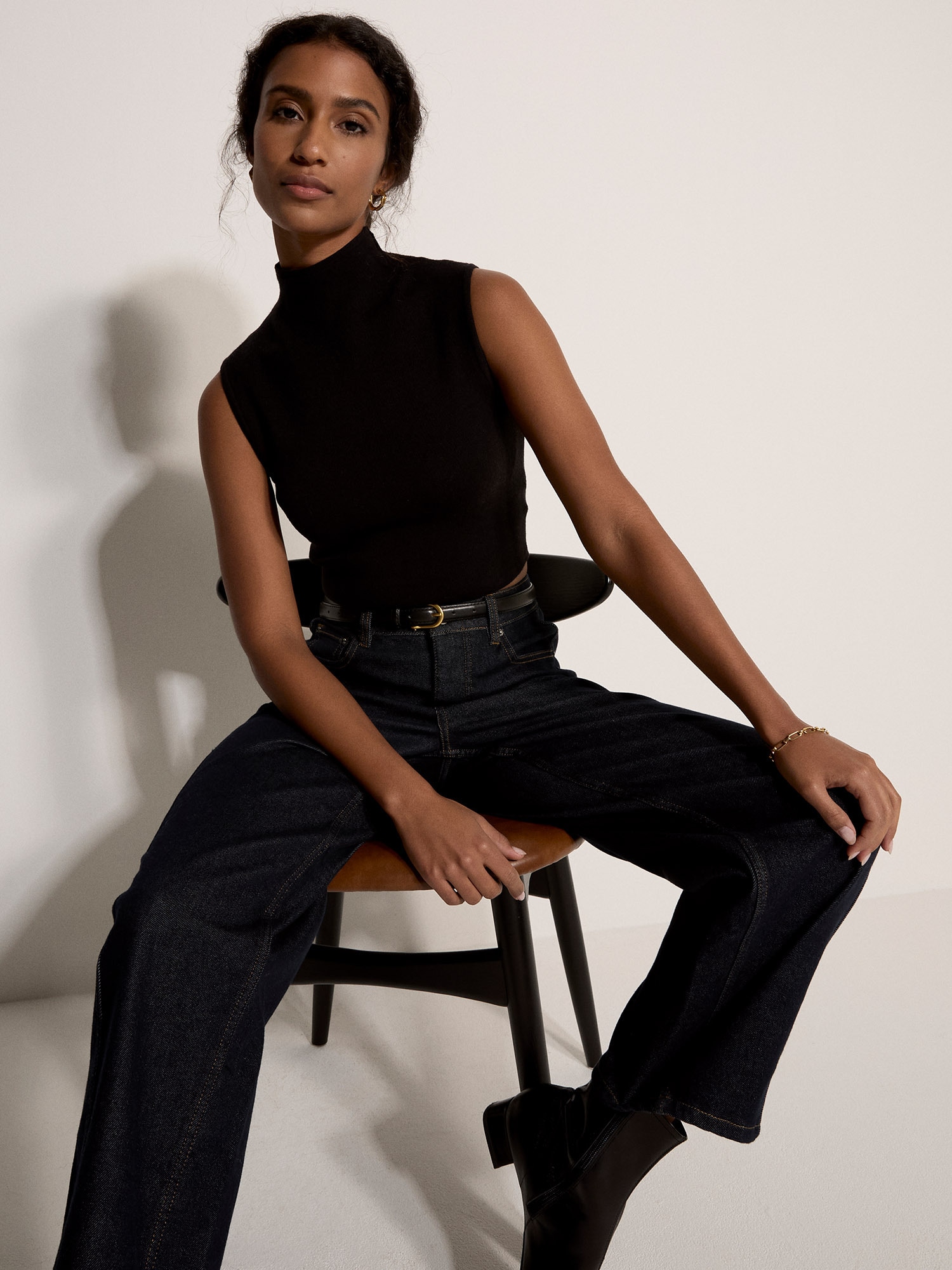 Apricot Crop-Top »Hochgeschlossenes Strick-Crop-Top« in unifarben