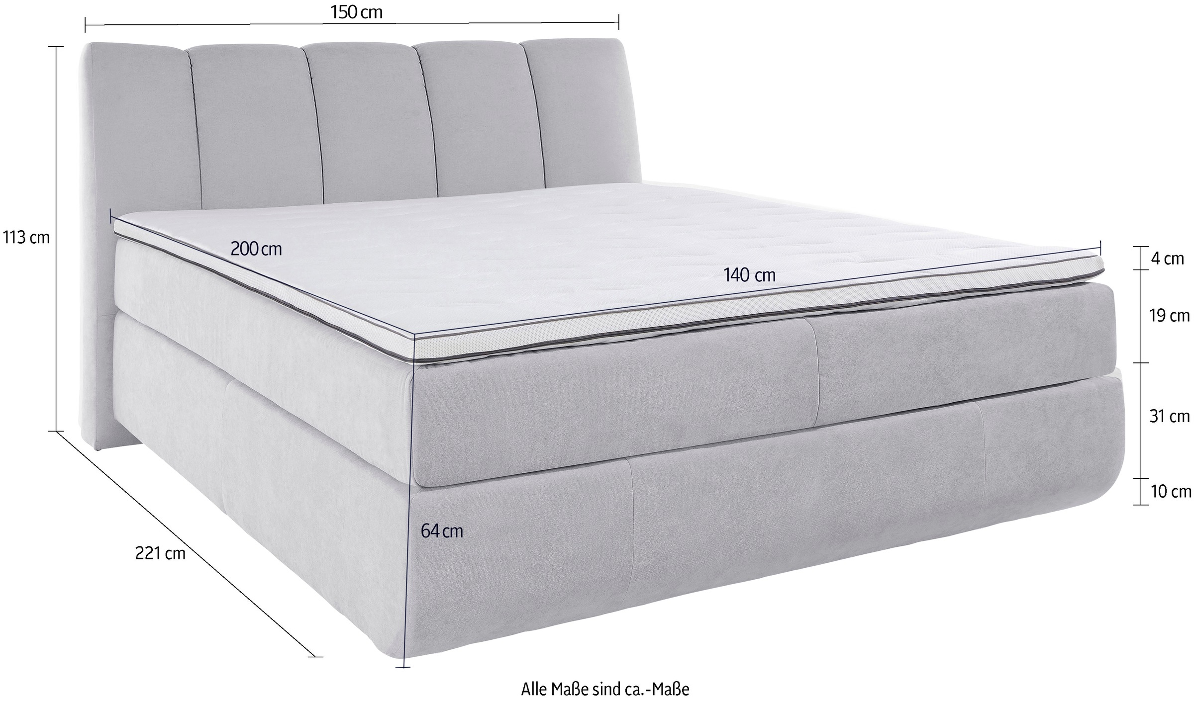 Leonique Boxspringbett »Océane« Bodenfrei- wirkt freischwebend, verschiedene Härtegrade (auch H4)