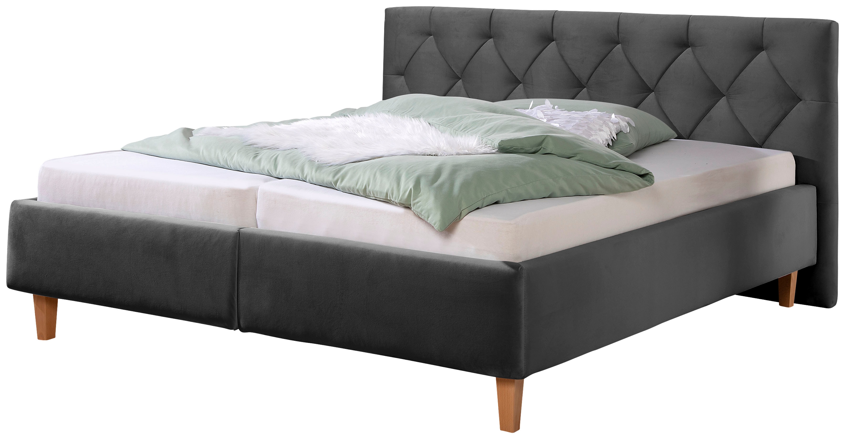 Home affaire Polsterbett "Sunley 100" Kreuzsteppung, Kopfteilhöhe 102 cm, ohne oder mit Matratze/Lattenrost