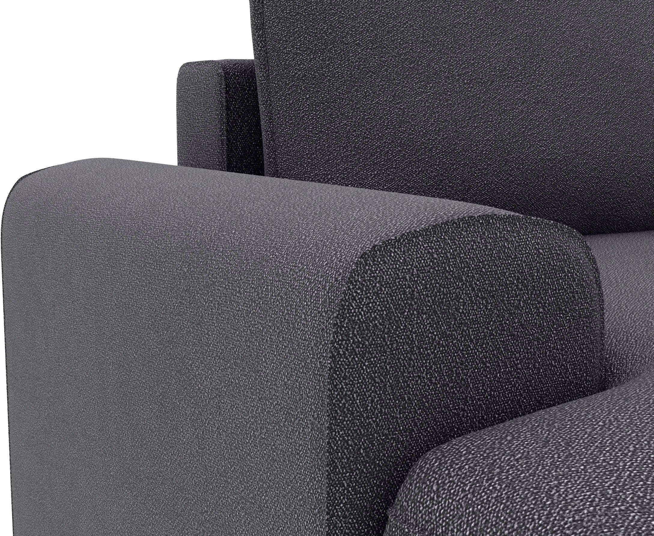 TRENDMANUFAKTUR Ecksofa »Fordon, Schlafsofa mit Bettkasten, Couch in L-Form, Breite 250 cm«, in Struktur fein LEO, haustierfreundlich, anthrazit, Recamiere rechts