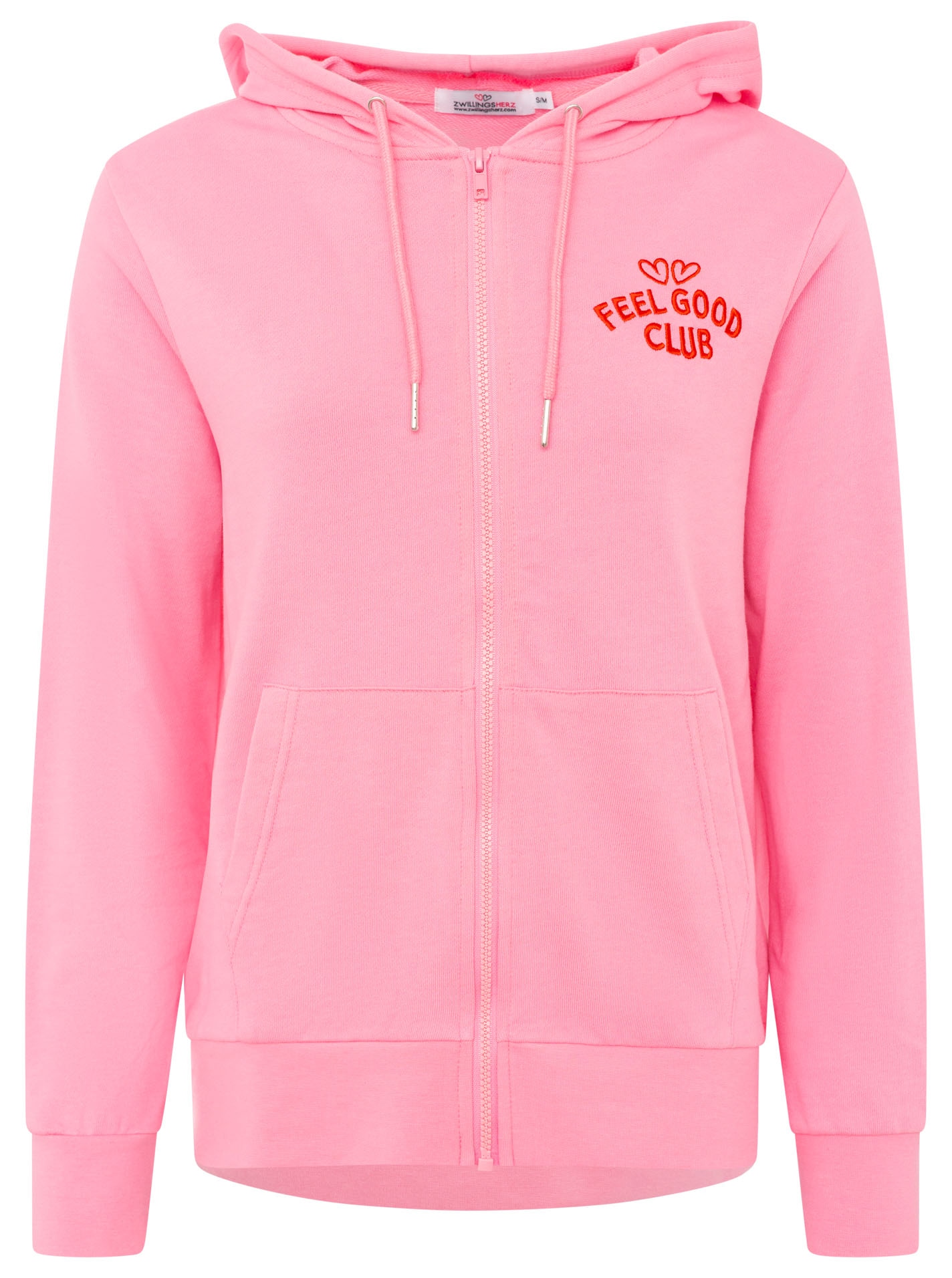 Zwillingsherz Kapuzensweatjacke »"Feel Good Club"« Kapuze, zum Binden, Taschen, kleine Stickerei vorne
